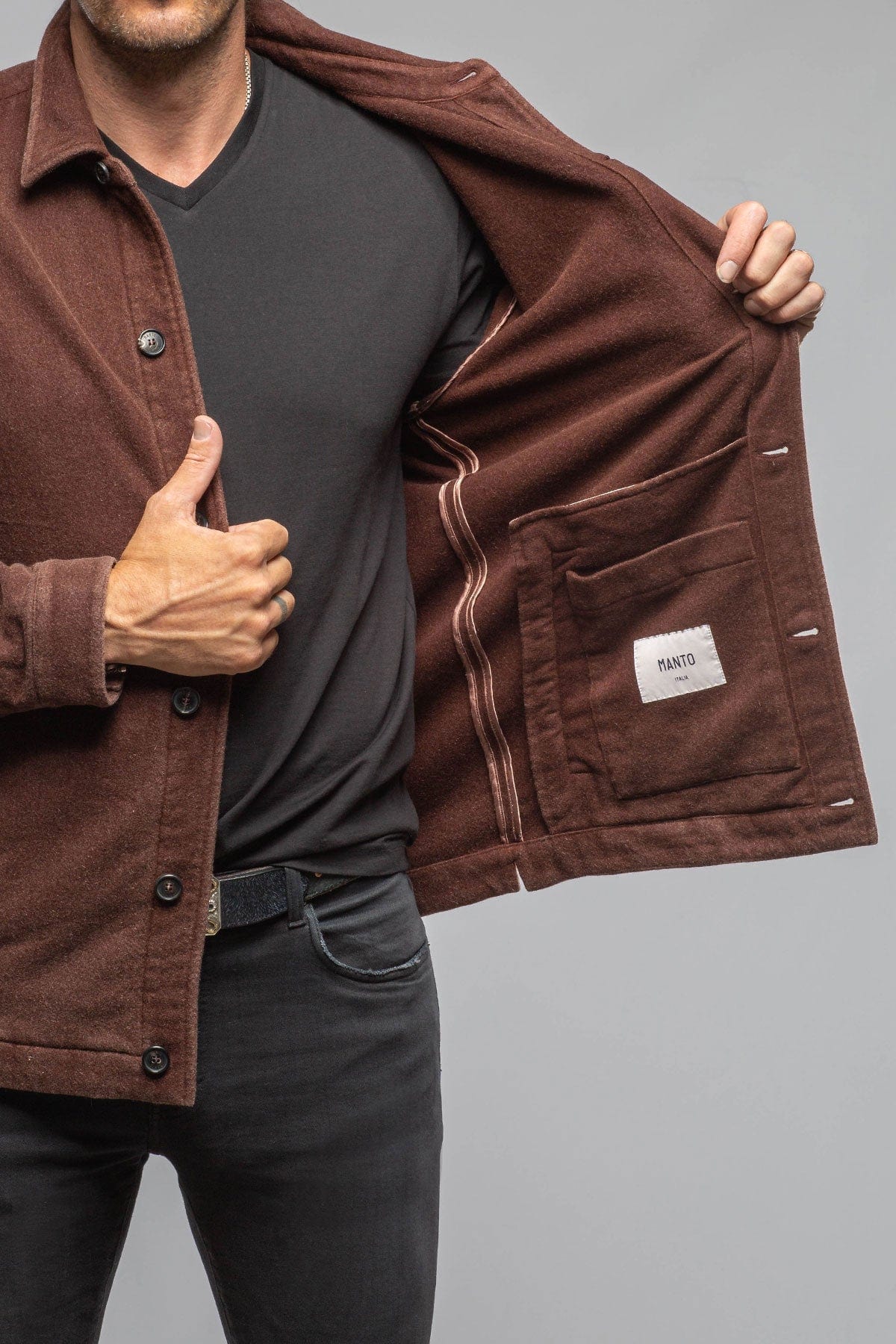 Calderwood Garment Dyed Shirt Jacket In Chocolate - Image 7