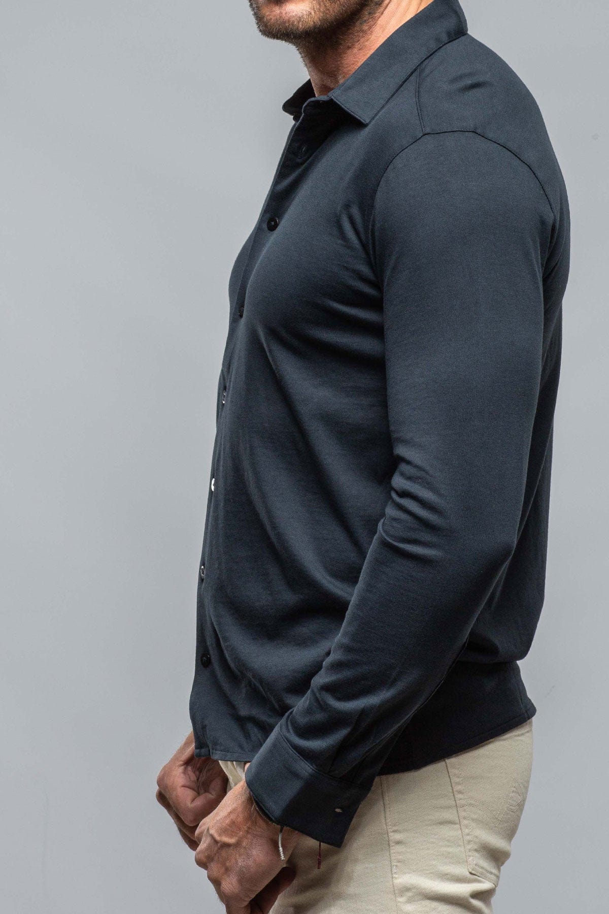 Cambria Button Up Polo in Navy - Image 3