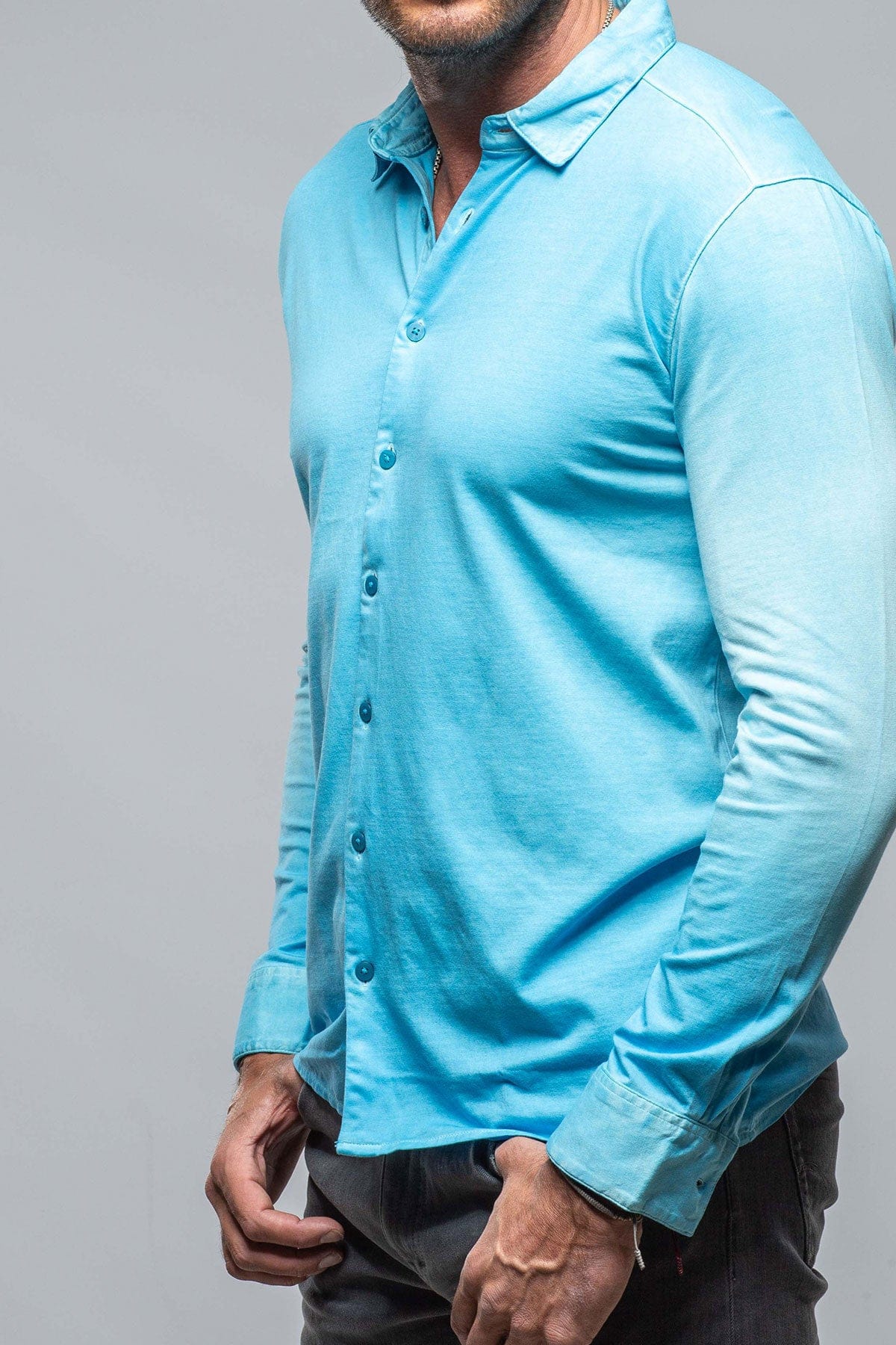 Cambria Button Up Polo in Turquoise - Image 3