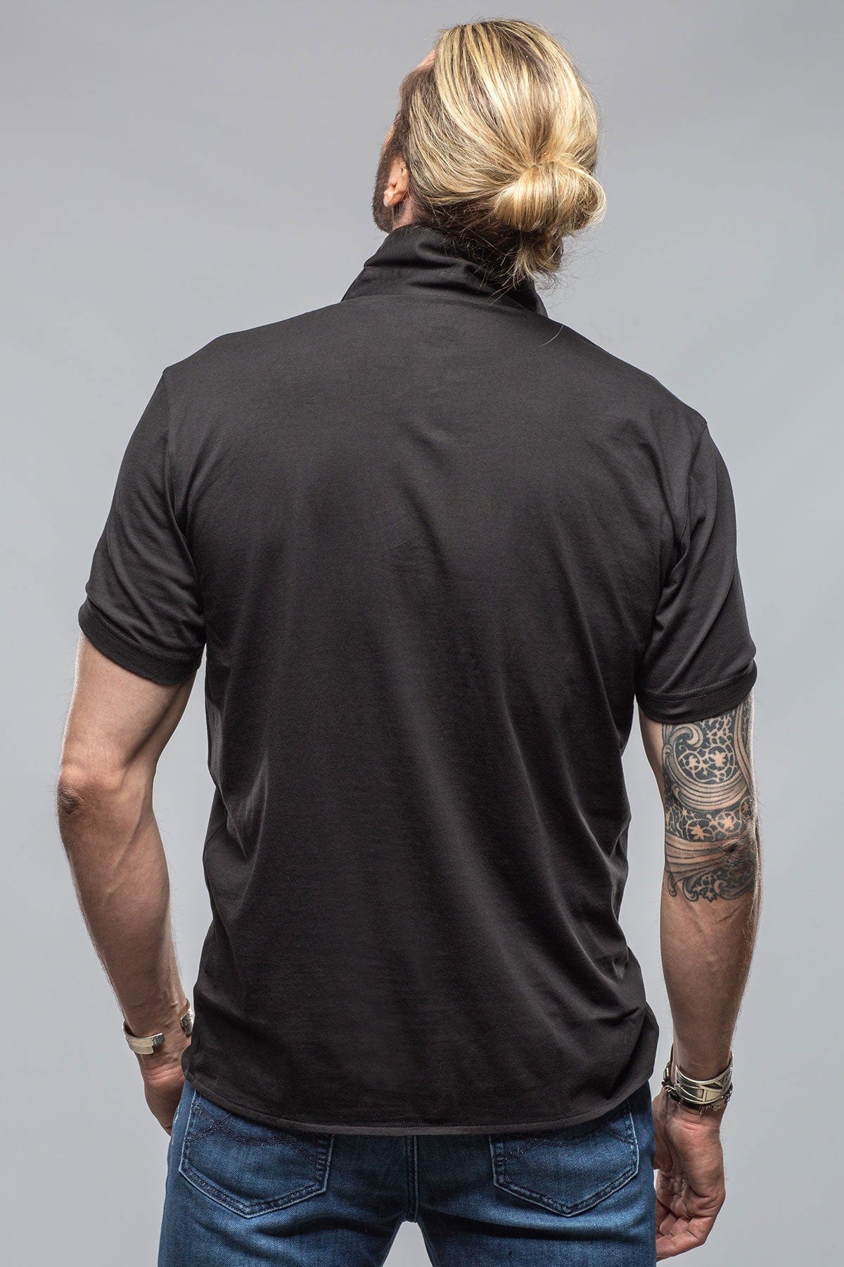 Catalina Button Up Polo In Black - Image 4