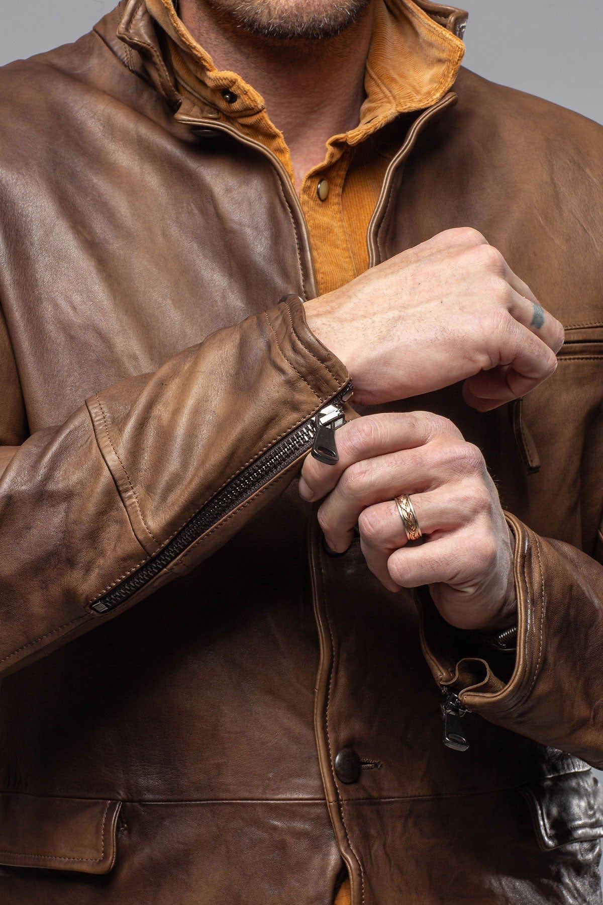 Chance Leather Blazer In Chocolate - Image 7