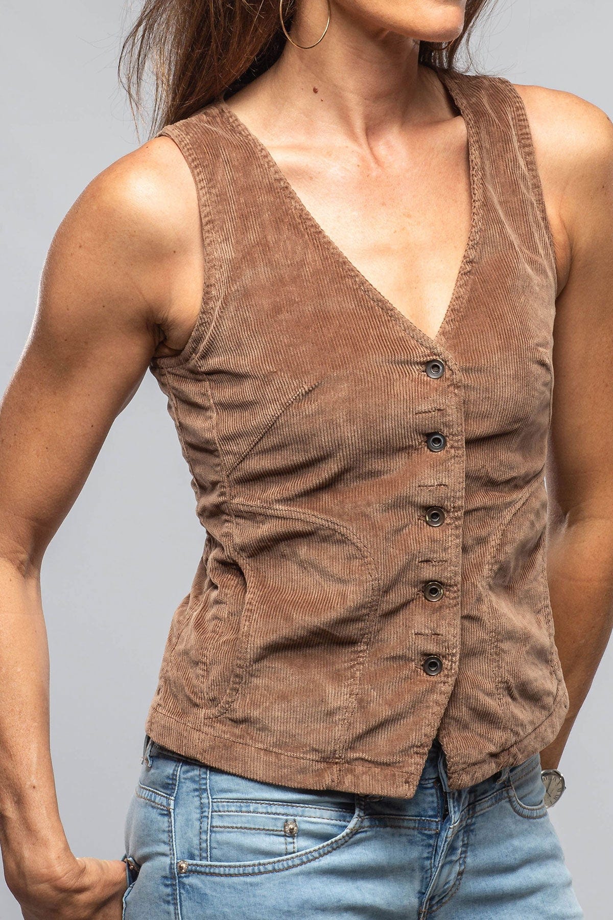 Charlie Corduroy Vest In Dusty Rose - Image 2