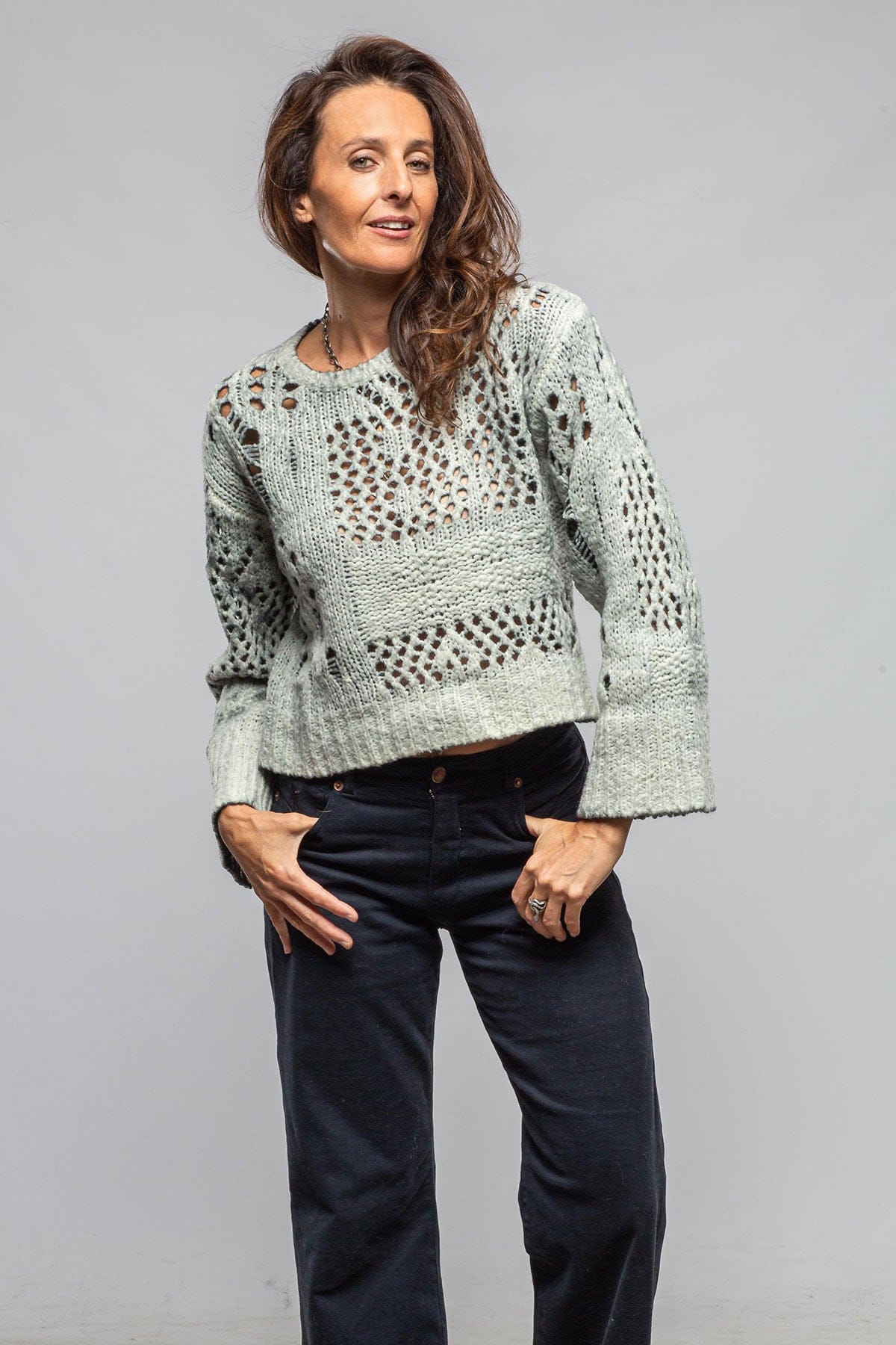 Chia Multi-Weave Sweater In Grey