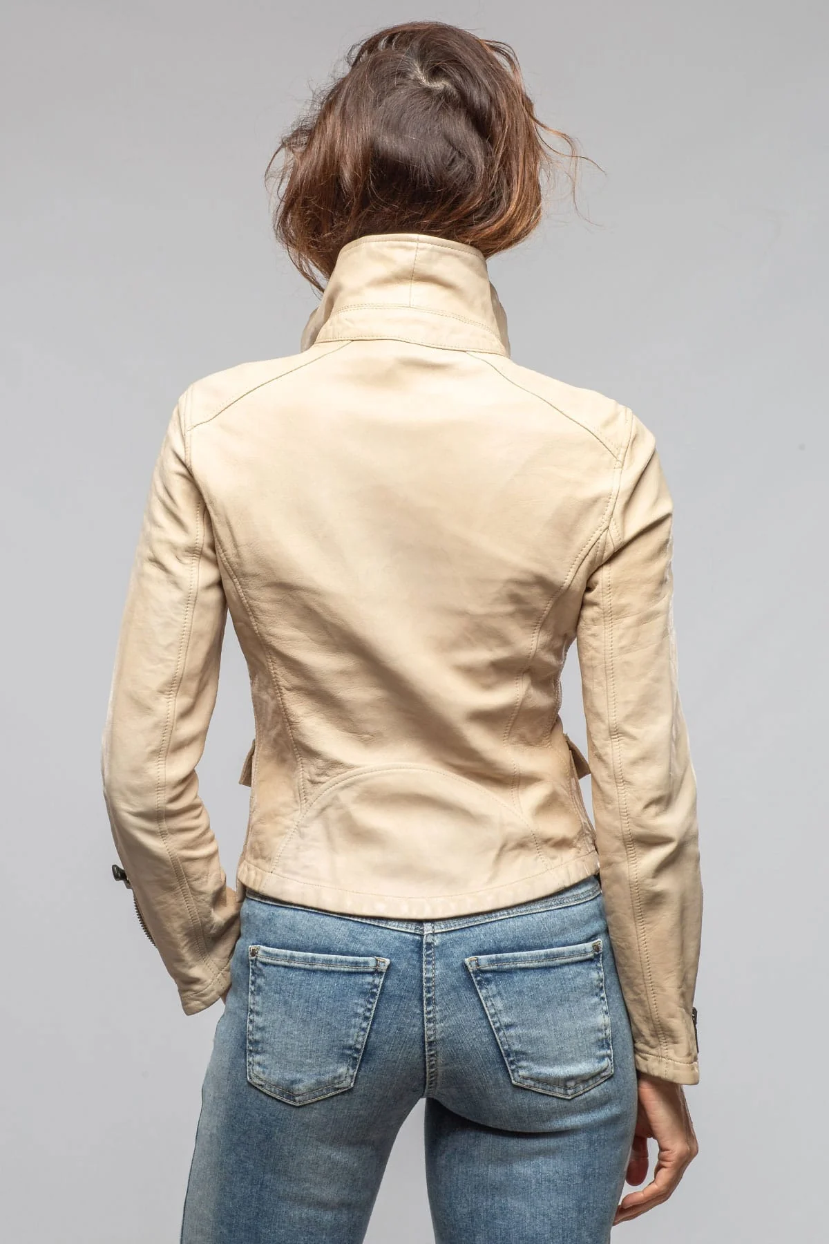 Cleo Side Zip Moto Jacket In Ivory - Image 5