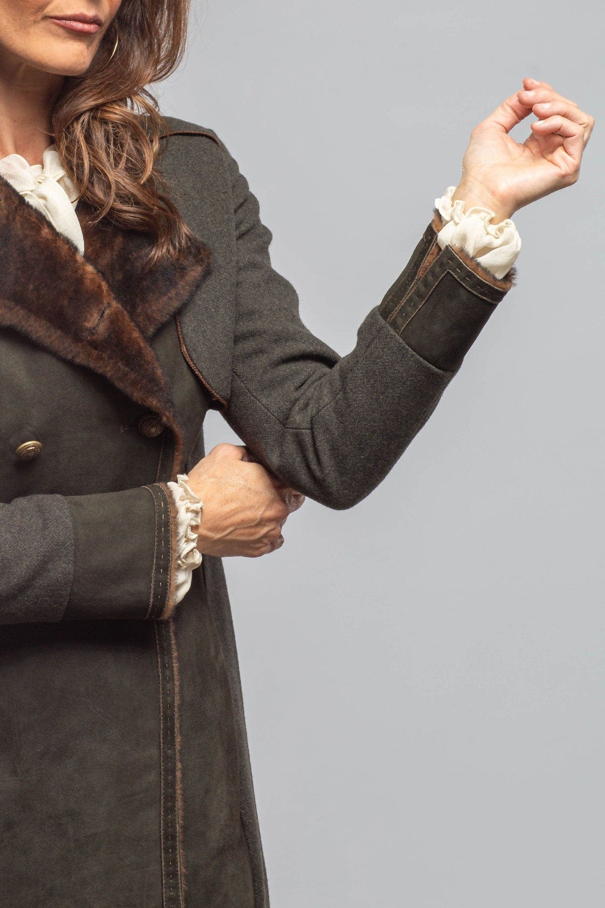 Colonel Shearling Coat In Loden - Image 7