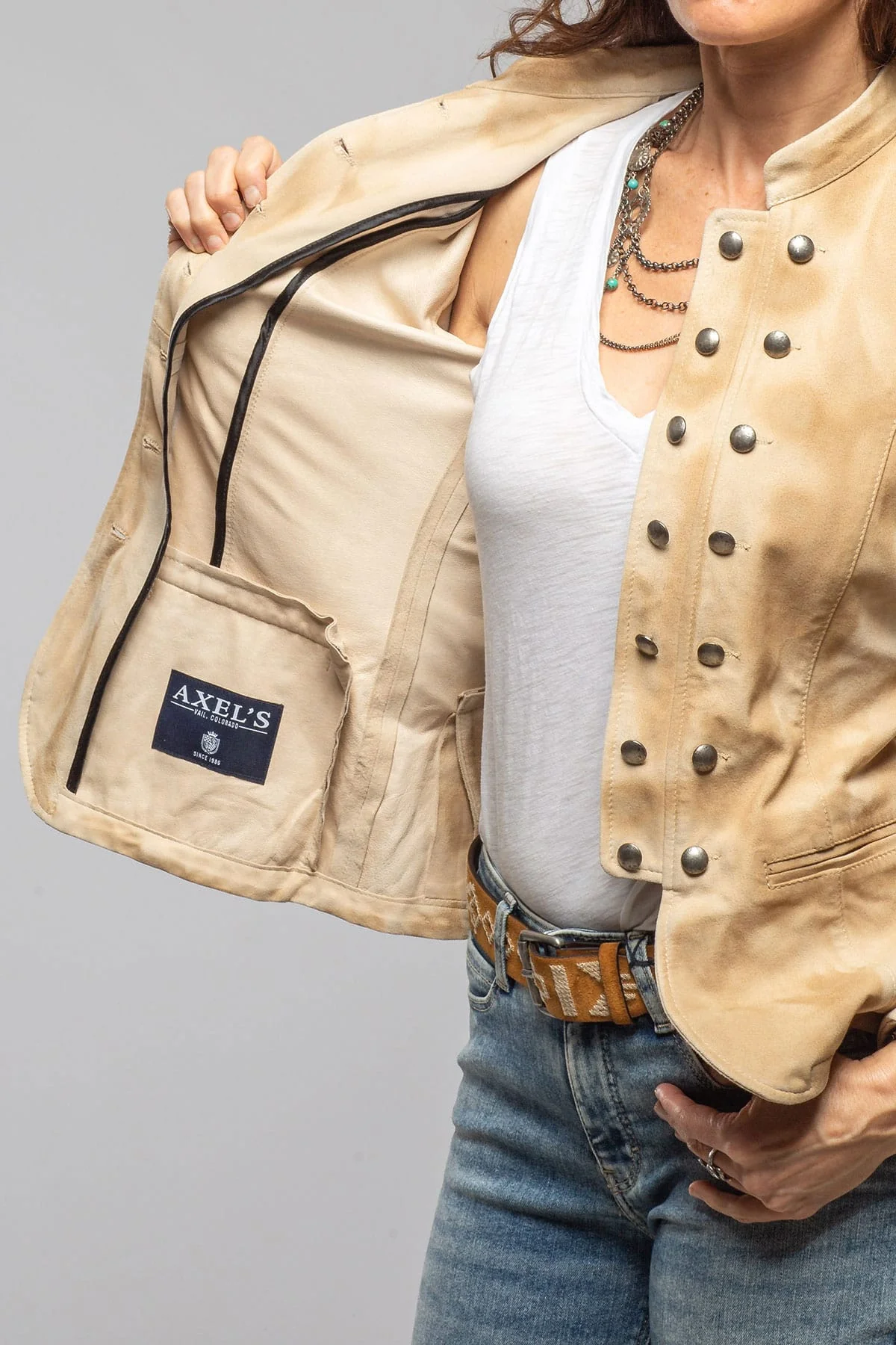Colonel Suede Jacket In Natural - Image 8