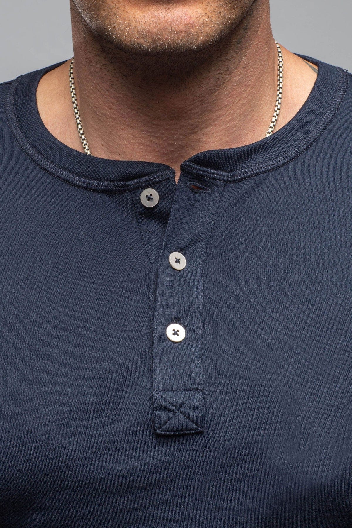 Coronado Cotton LS Henley In True Navy - Image 2