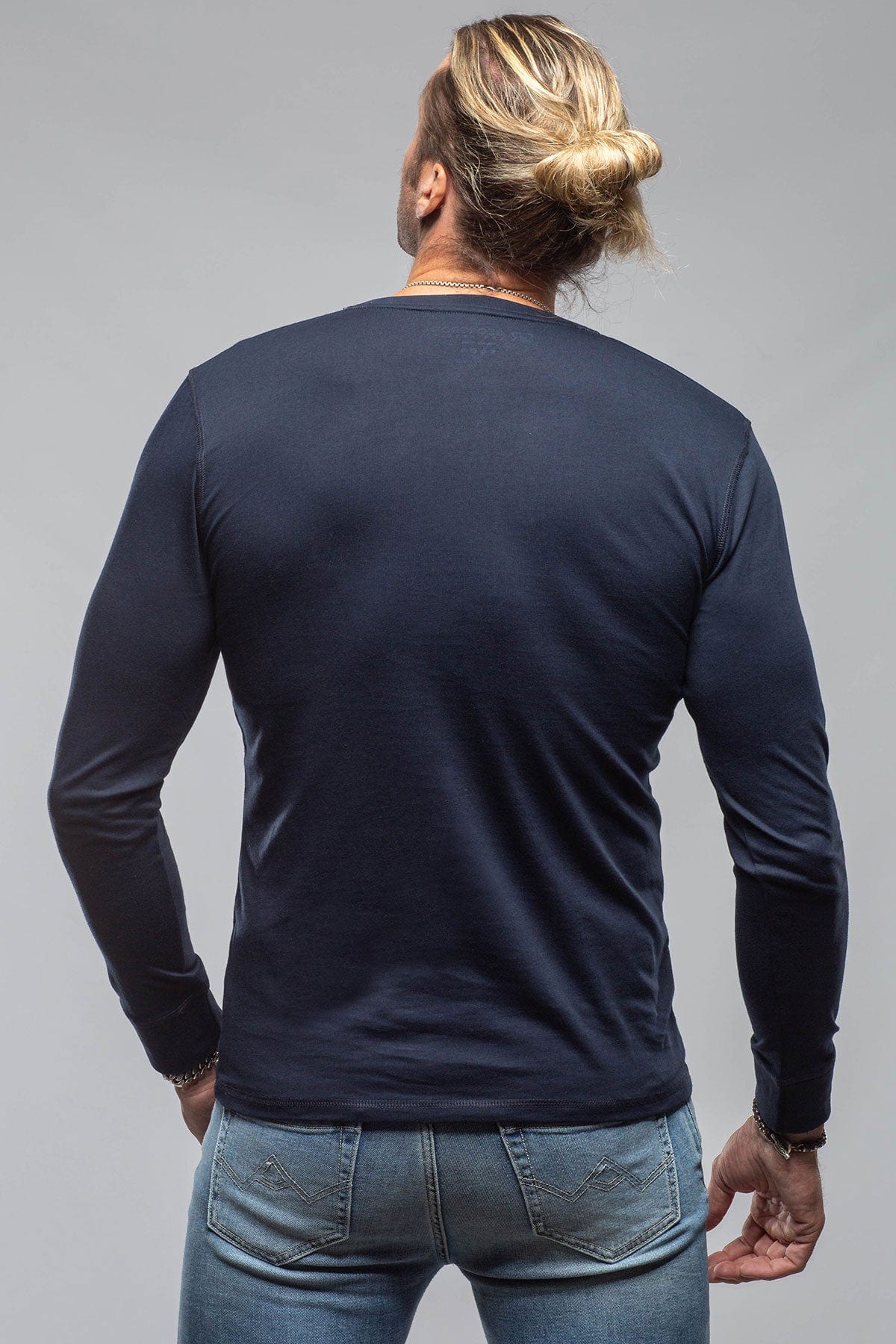 Coronado Cotton LS Henley In True Navy - Image 3