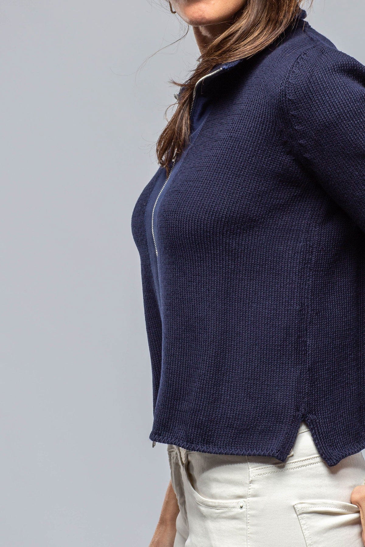 Crete Zip Sweater In Navy - Image 3