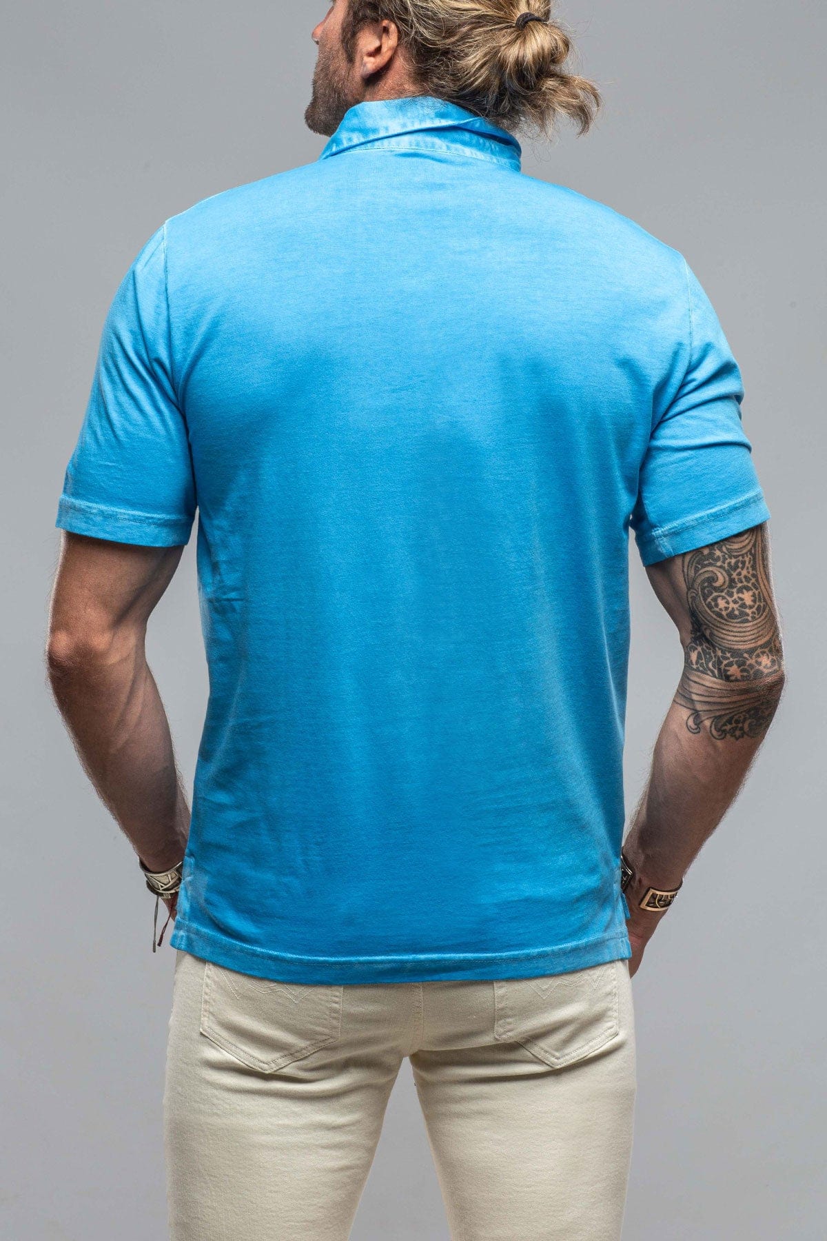 Cruz Cotton Polo in Blue Lagoon - Image 4