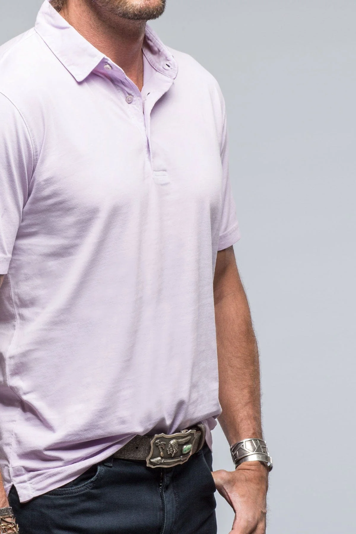 Cruz Cotton Polo in Lilac - Image 2