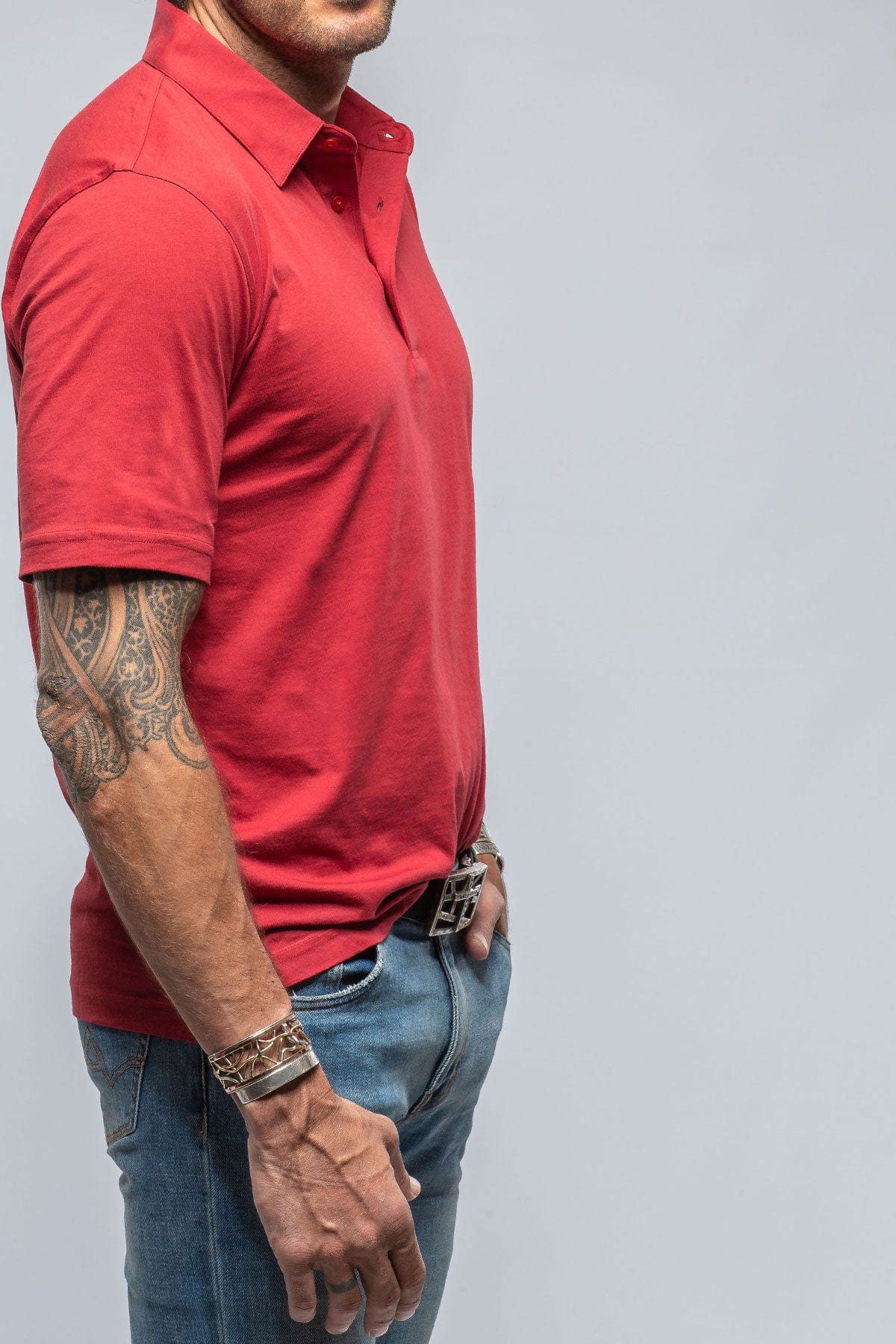Cruz Cotton Polo in Red - Image 3