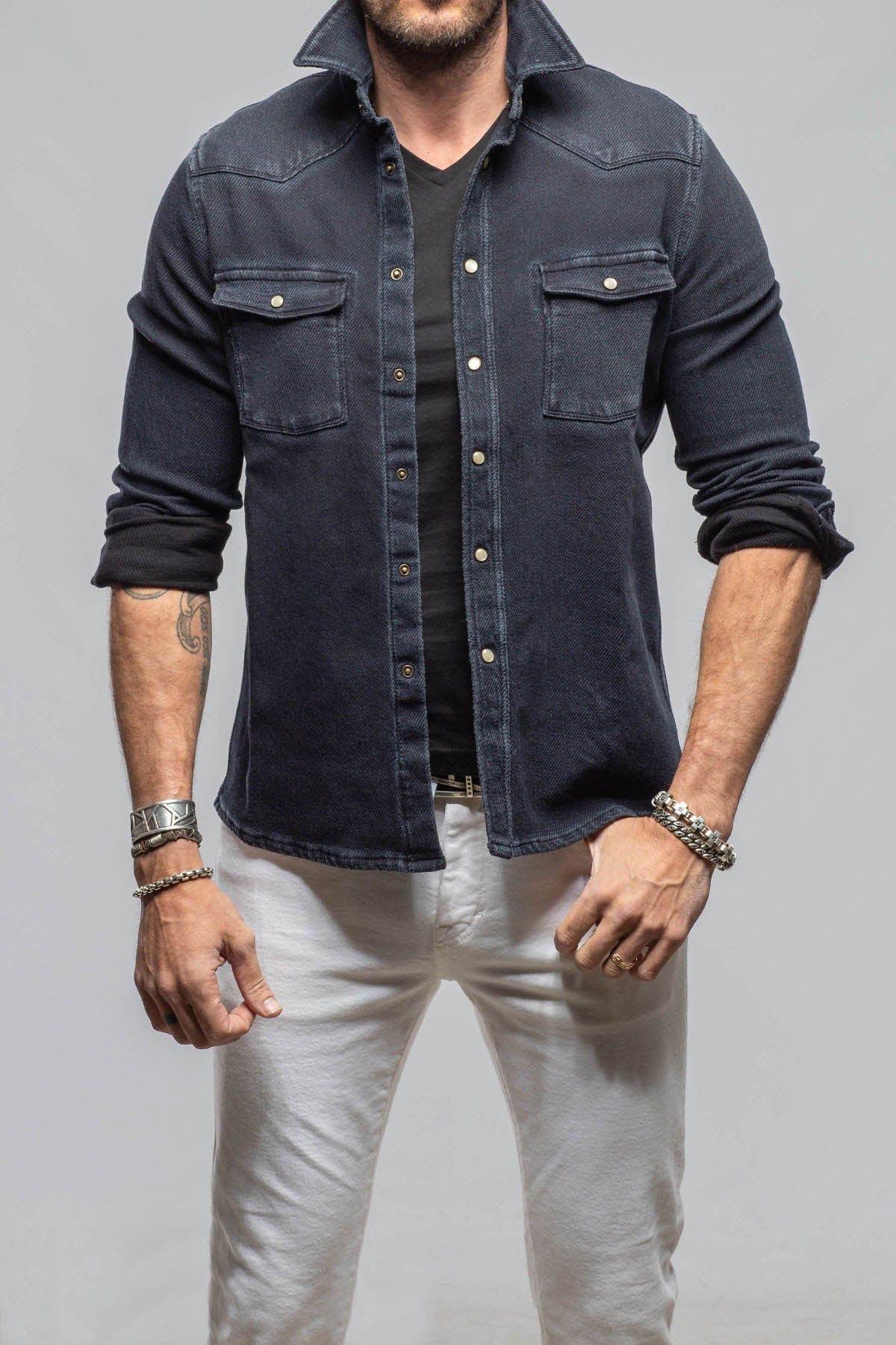Cutter Knit Snap Shirt In Anthracite