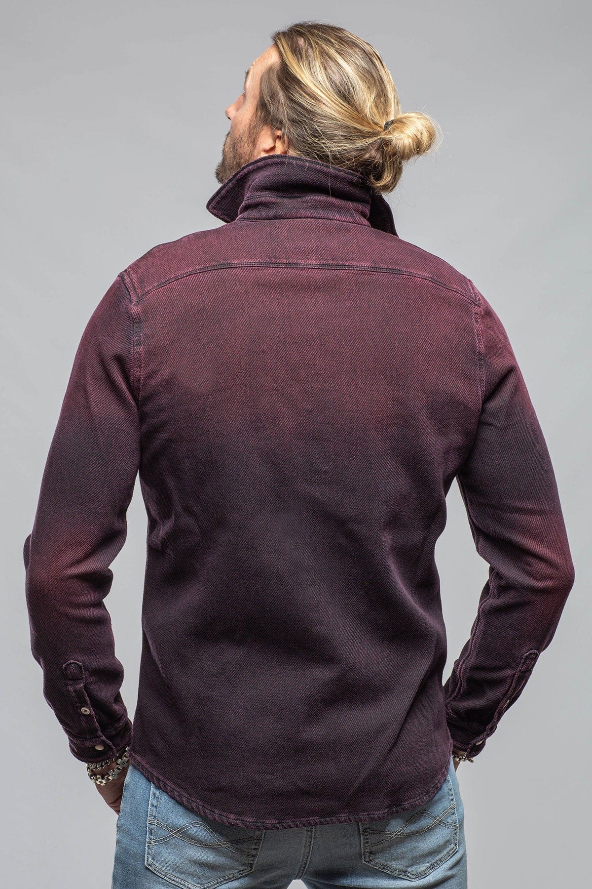 Cutter Knit Snap Shirt In Bordeaux - Image 4