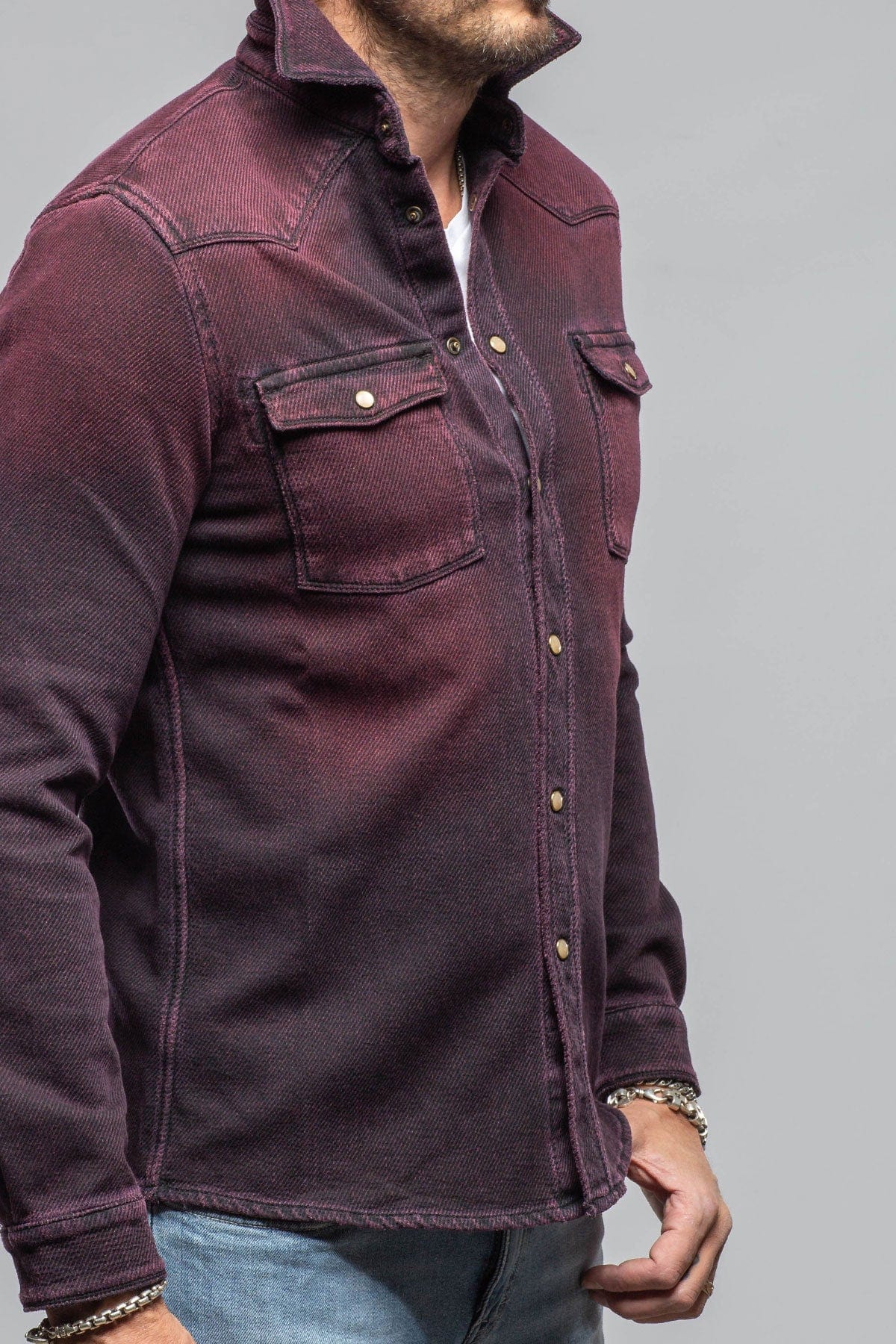 Cutter Knit Snap Shirt In Bordeaux - Image 5