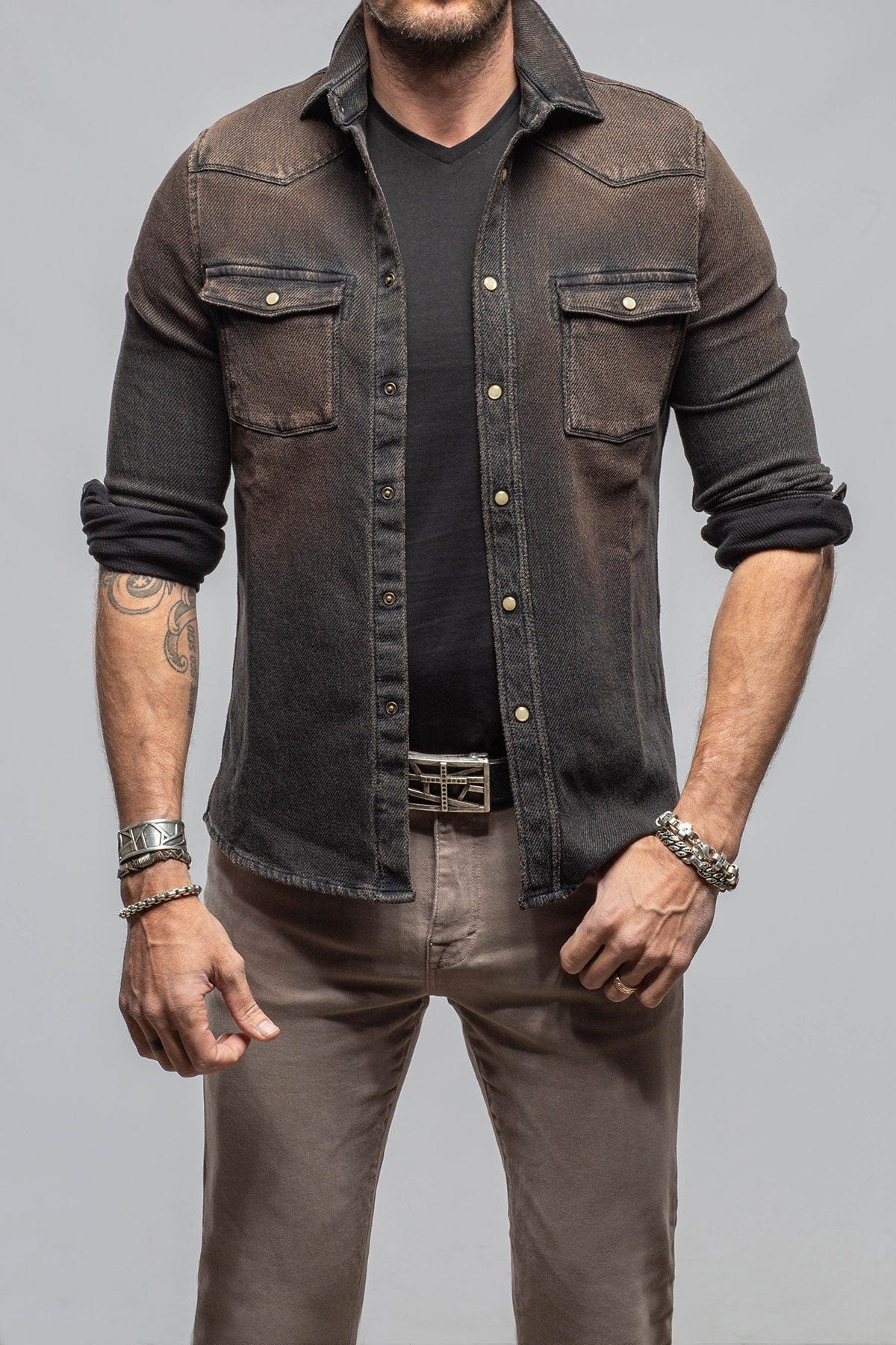Cutter Knit Snap Shirt In Desert