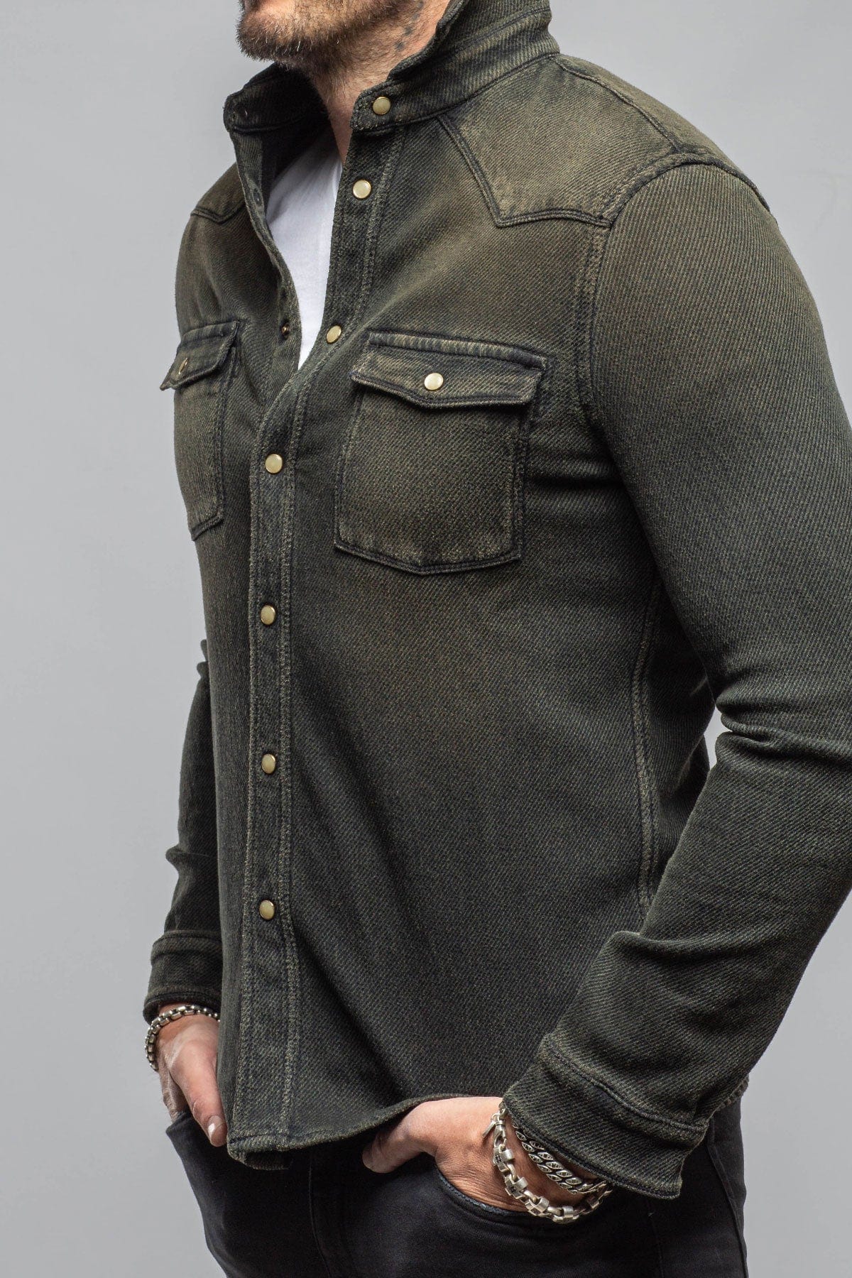 Cutter Knit Snap Shirt In Iguana - Image 6
