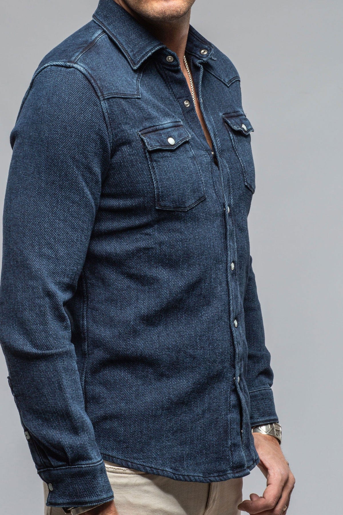 Cutter Knit Snap Shirt In Indigo - Image 5