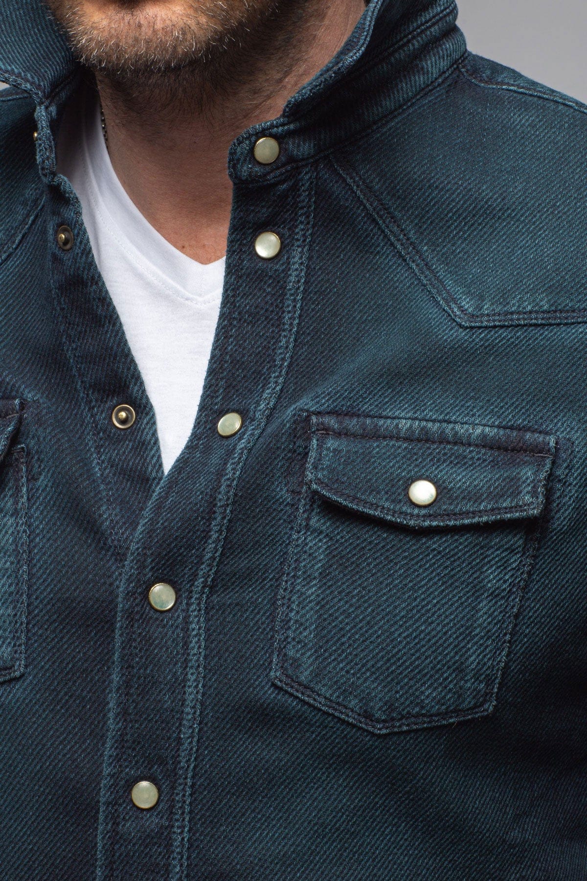 Cutter Knit Snap Shirt In Petrolio - Image 4