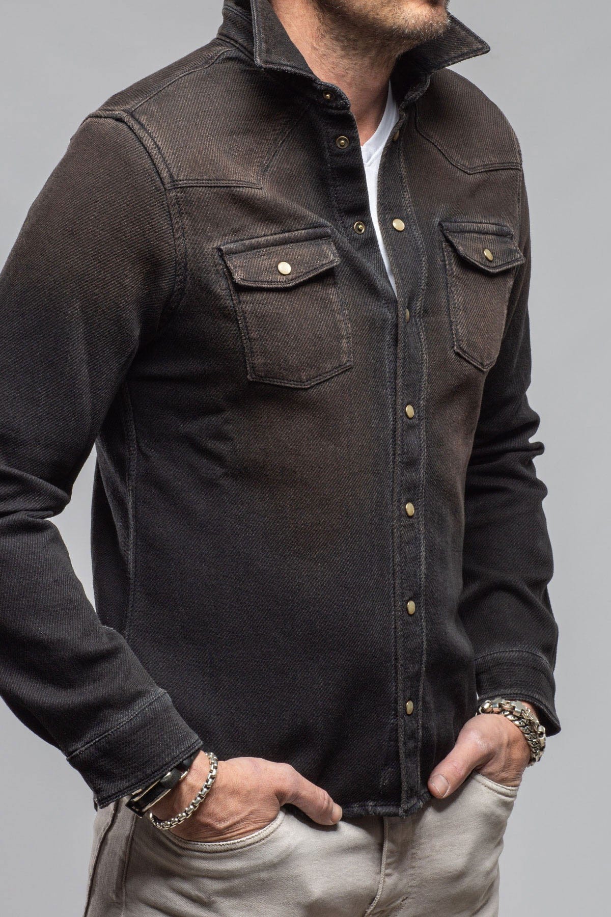 Cutter Knit Snap Shirt In Wenge - Image 6