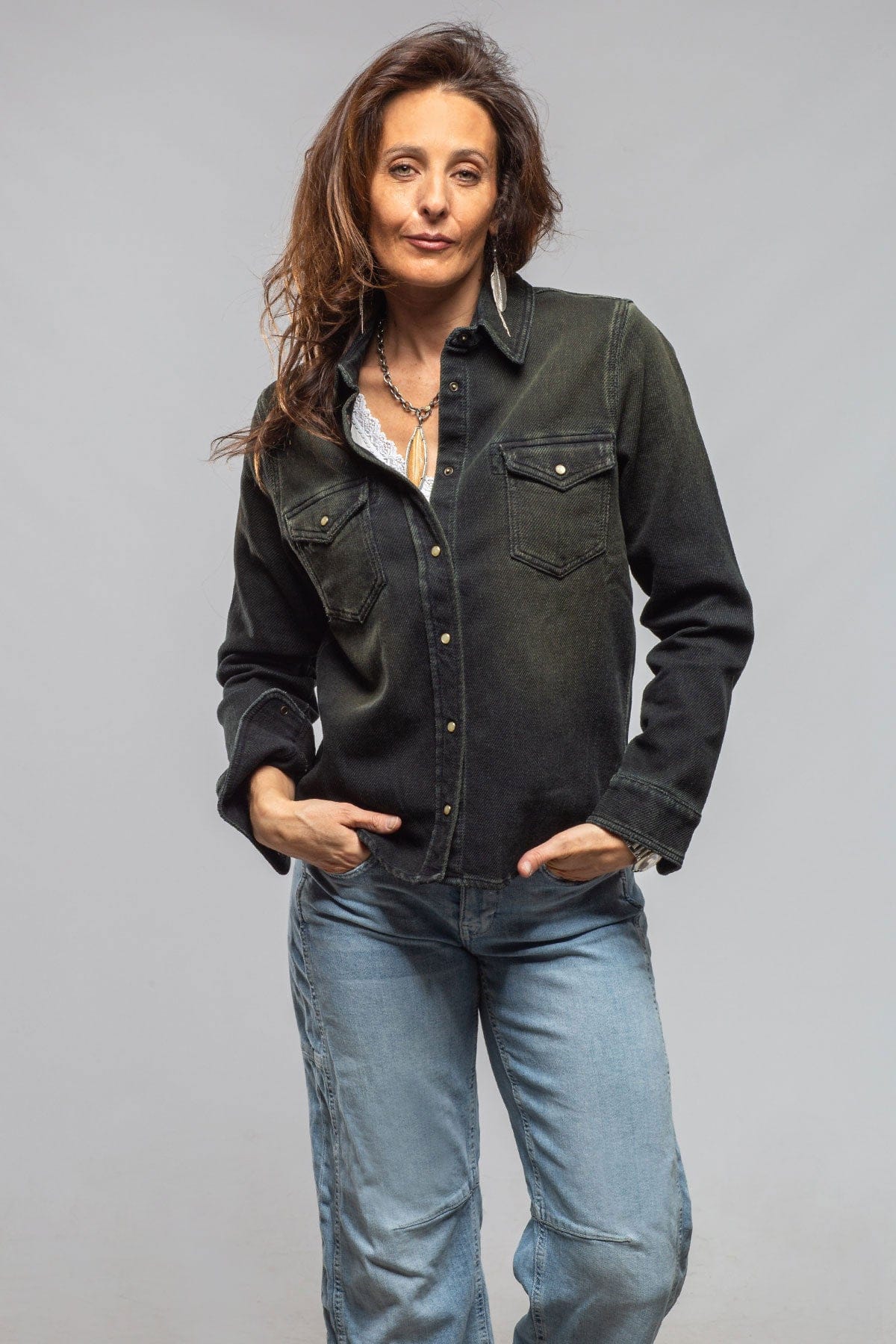 Dakota Western Knit Shirt In Iguana Overdye
