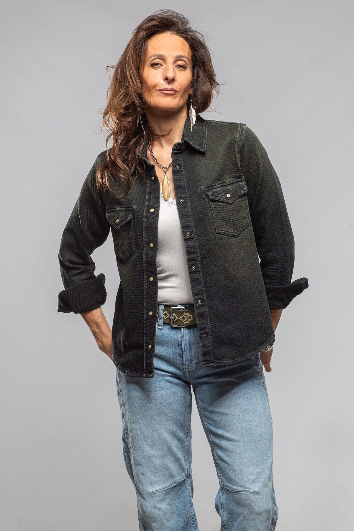 Dakota Western Knit Shirt In Iguana Overdye - Image 2