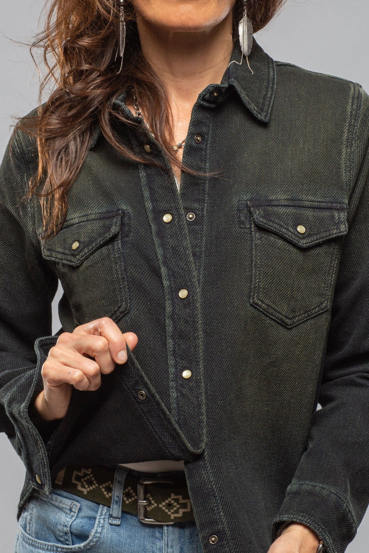 Dakota Western Knit Shirt In Iguana Overdye - Image 3