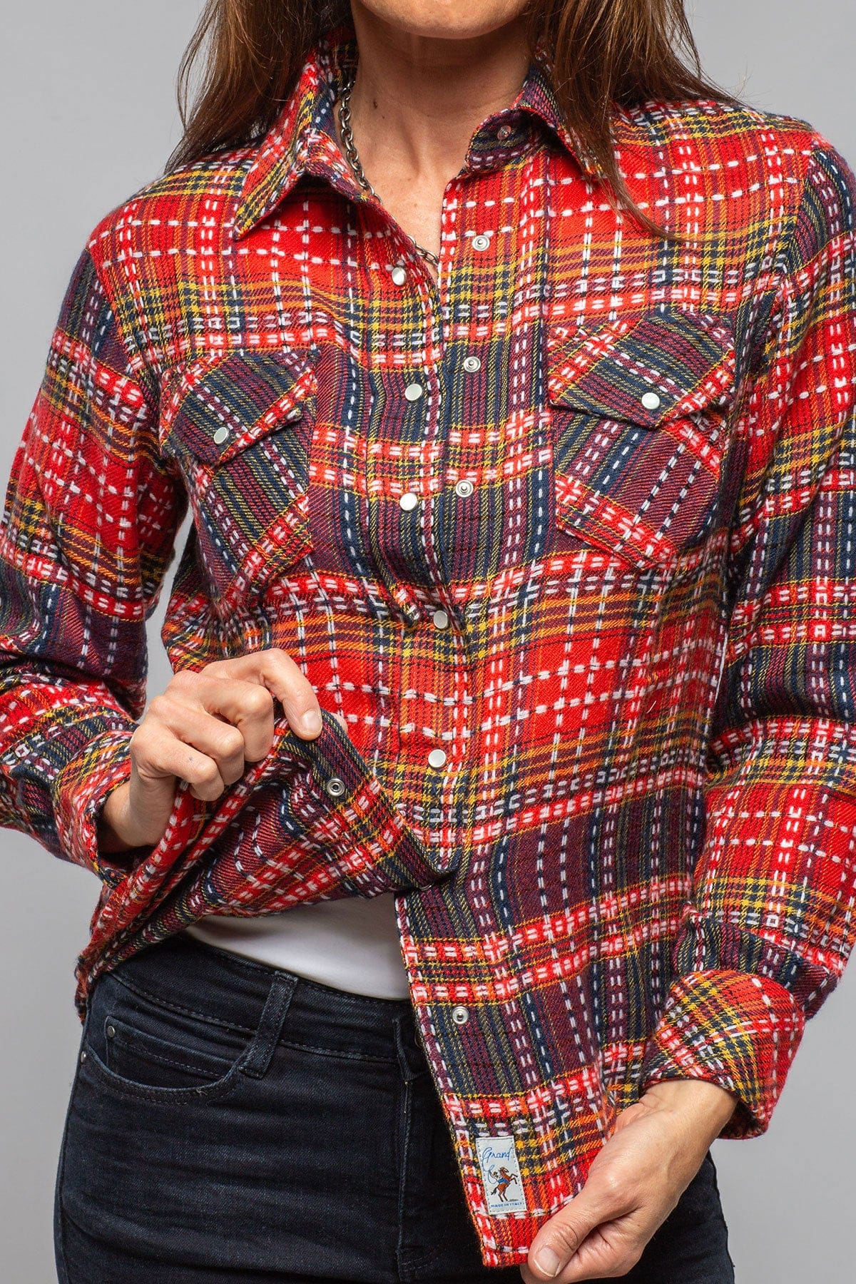 Daria Basket Weave Cashmere Shirt In Persimmons - Image 5