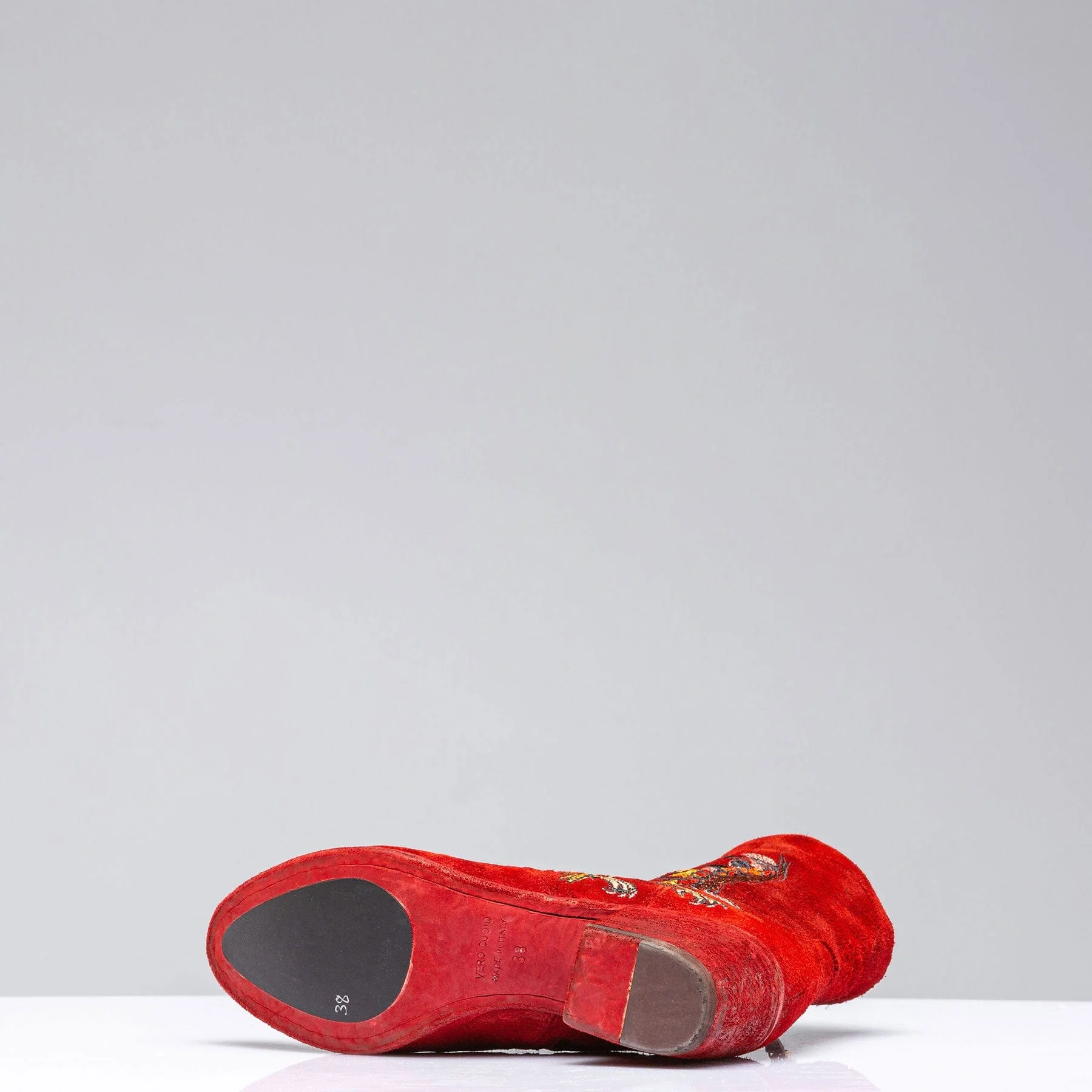 Eagle Embroidered Suede Boot In Rust - Image 3