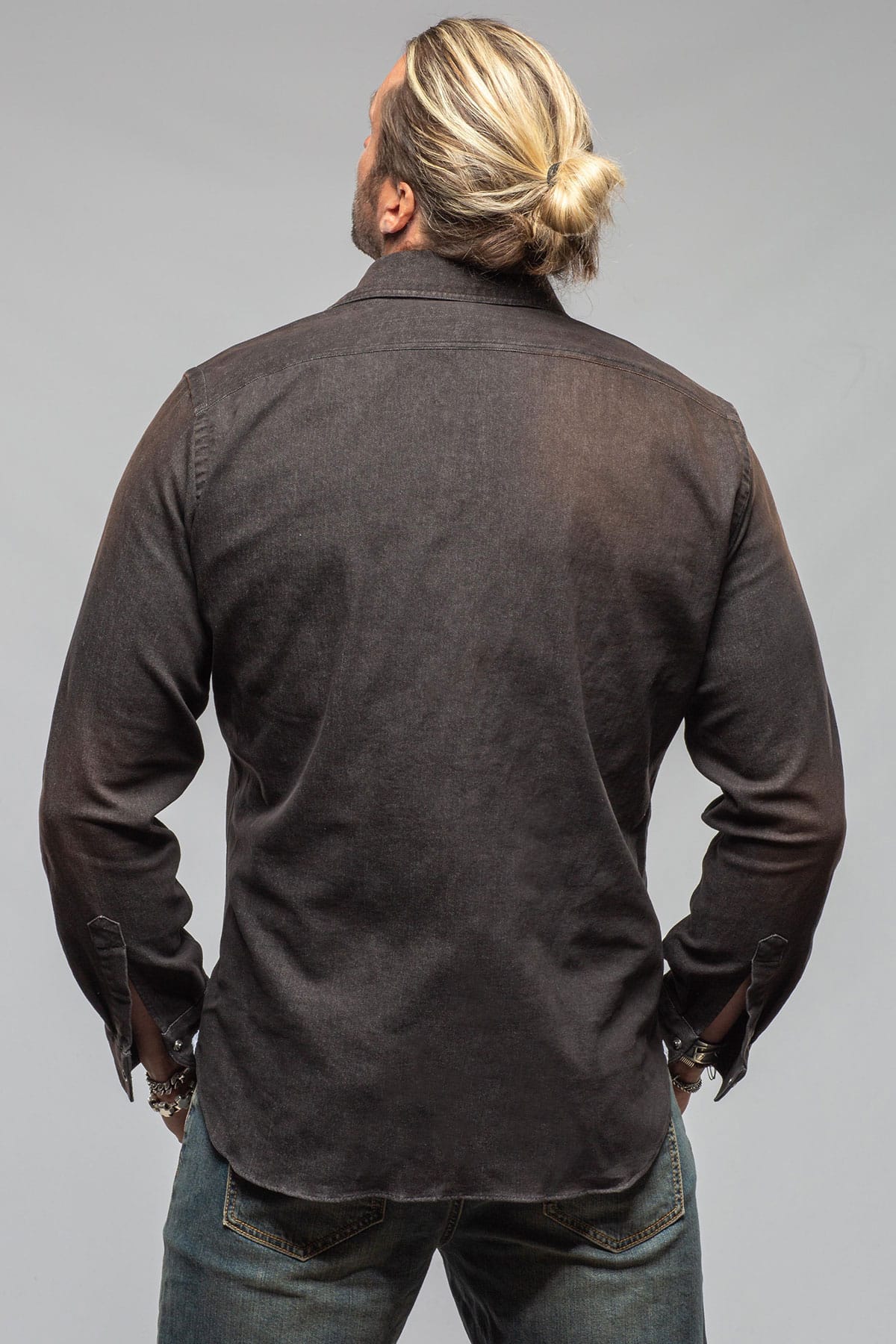 Elias Denim Western Snap Shirt In Black - Image 5