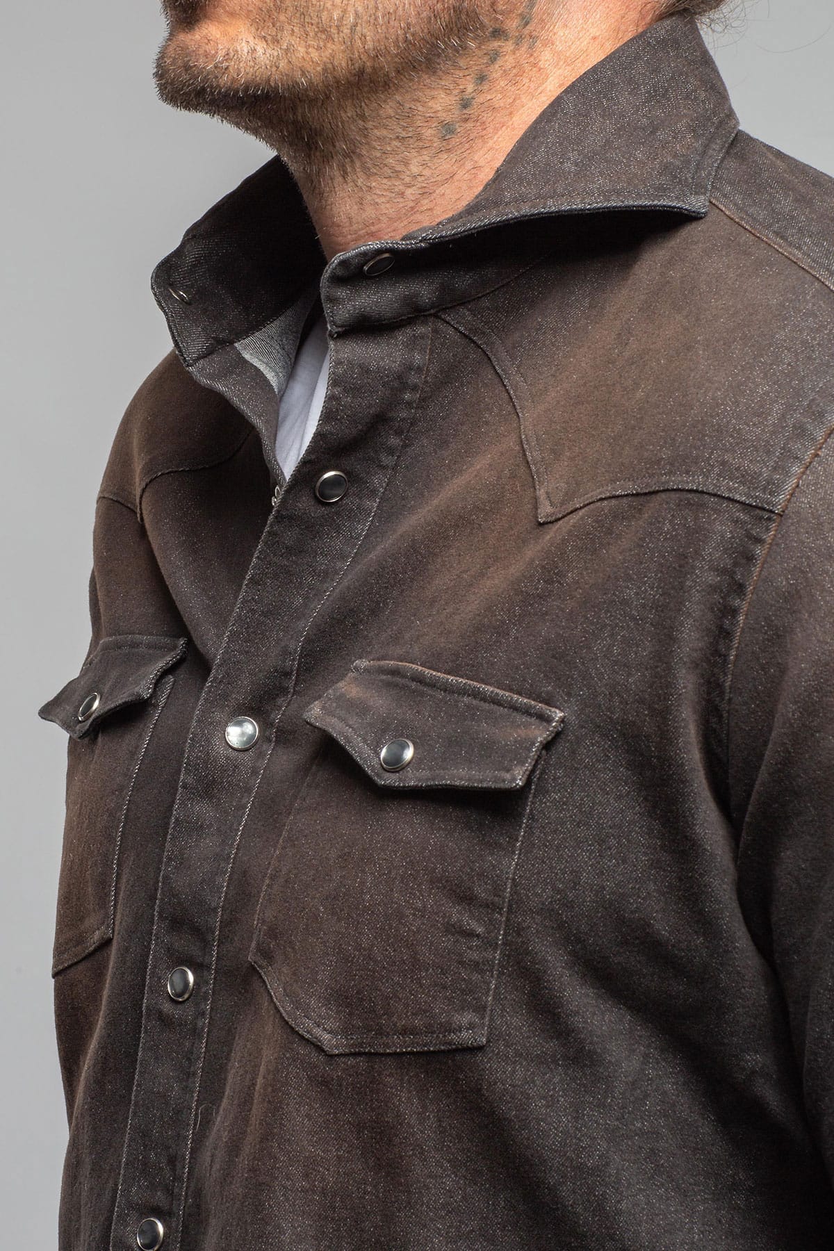 Elias Denim Western Snap Shirt In Black - Image 6