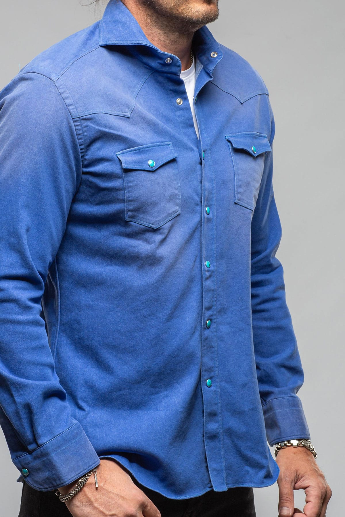 Elias Denim Western Snap Shirt In Blue - Image 4