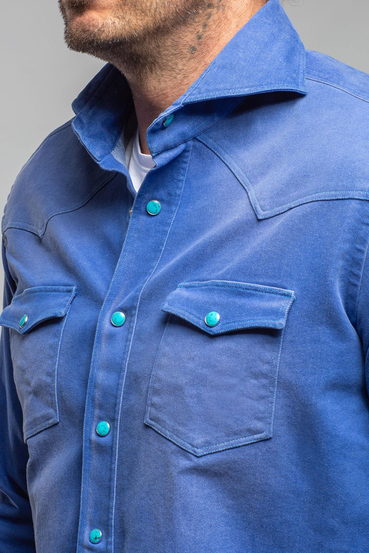 Elias Denim Western Snap Shirt In Blue - Image 6