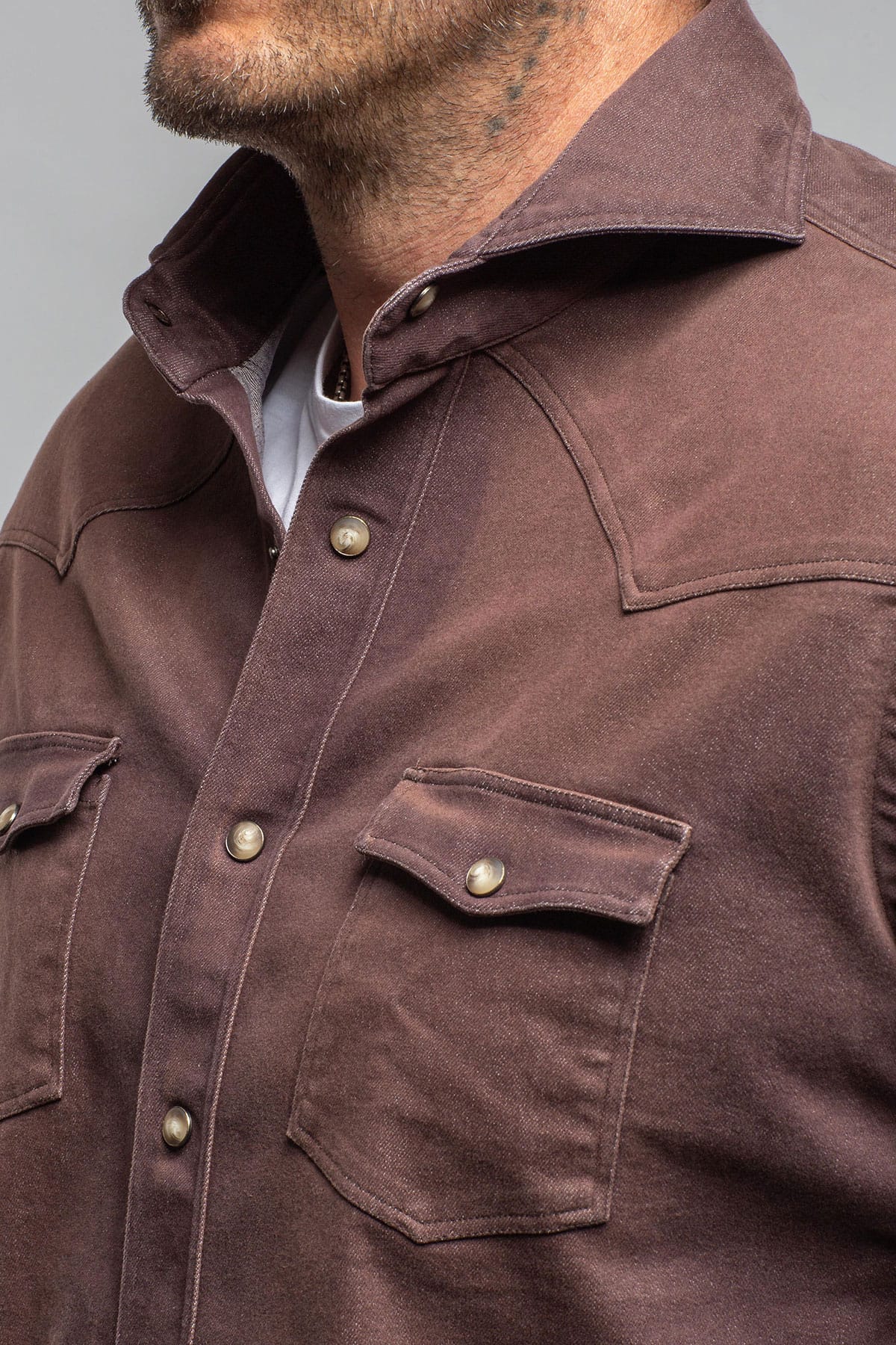 Elias Denim Western Snap Shirt In Brown - Image 6