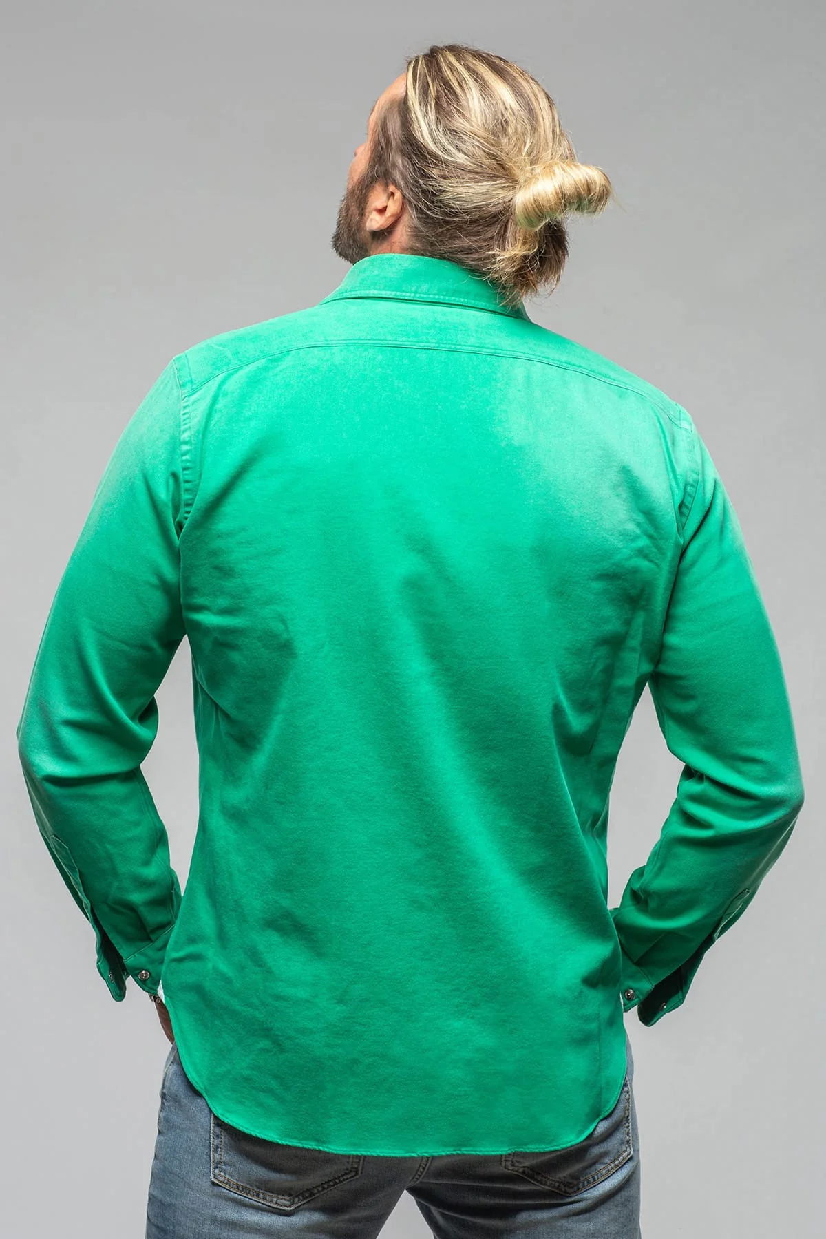 Elias Denim Western Snap Shirt In Green - Image 6