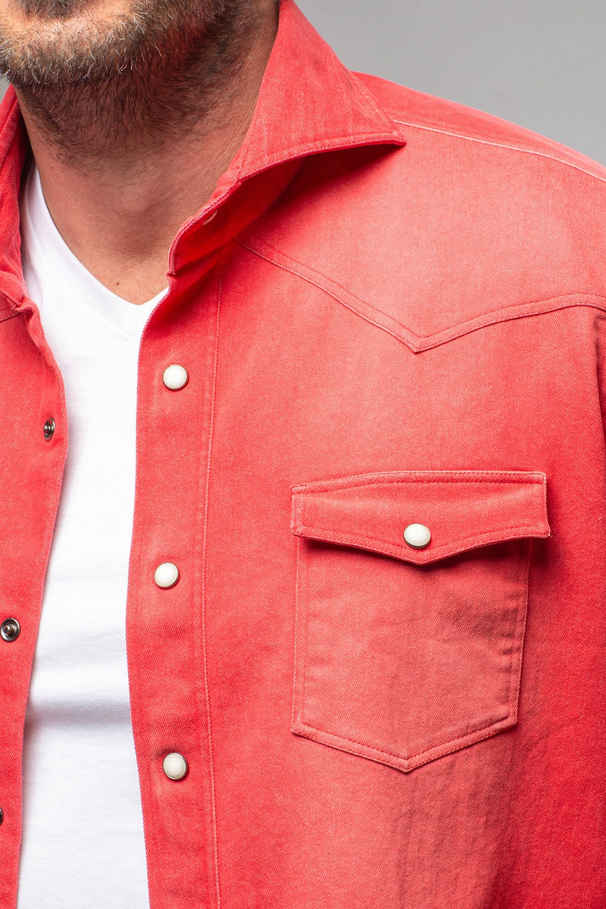 Elias Denim Western Snap Shirt In Red - Image 7