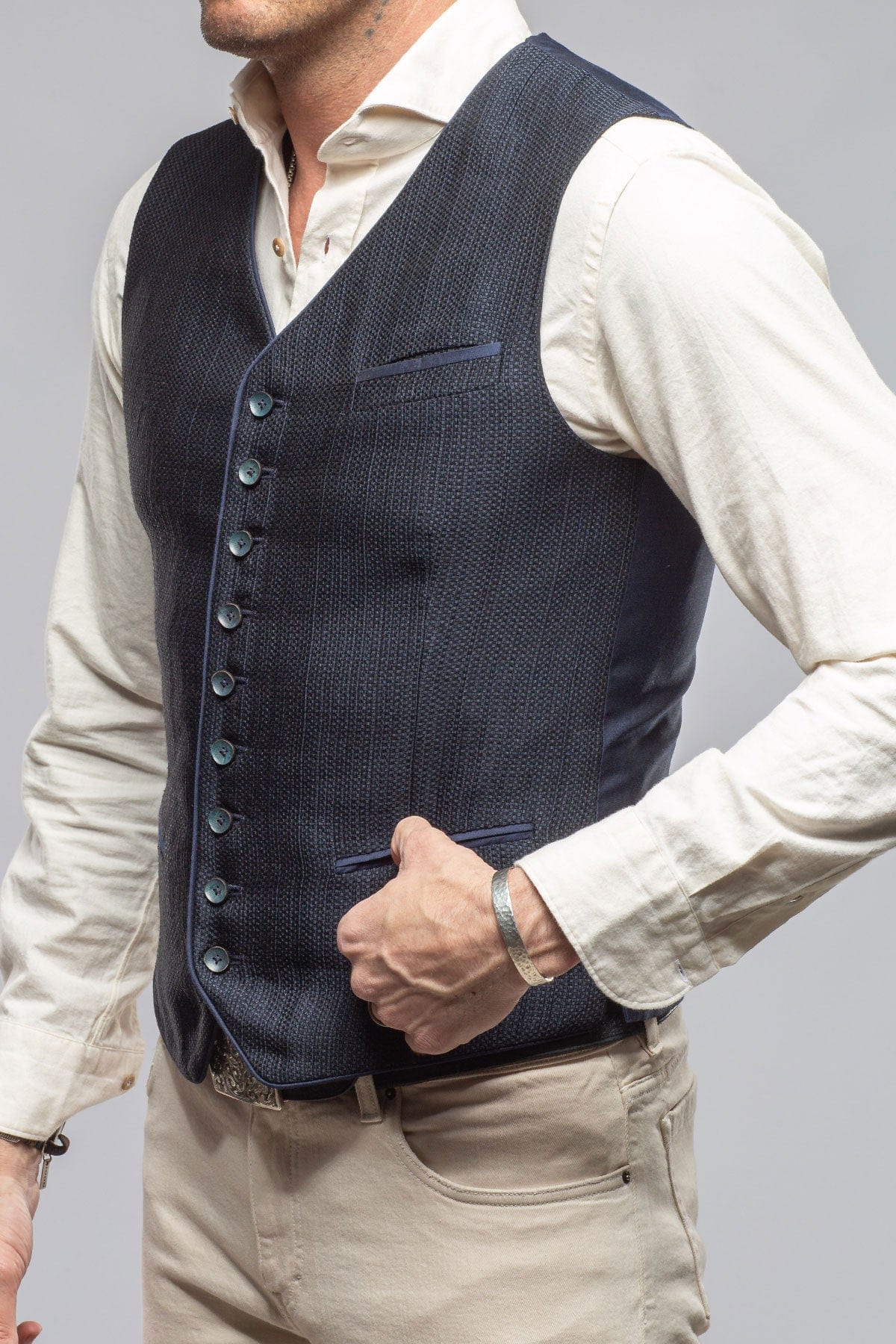 Ellis Tailored Vest In Marine - Image 2