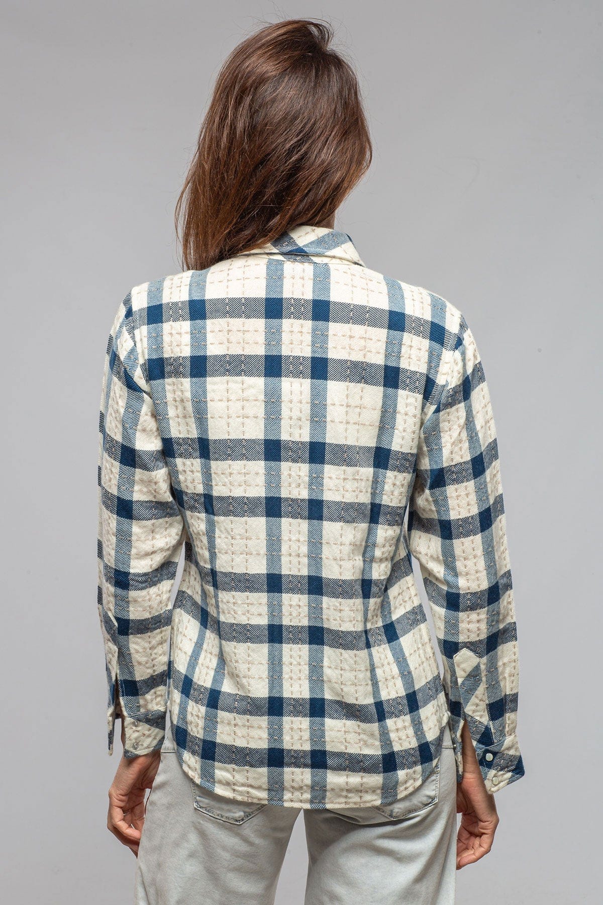 Emilia Plaid Cashmere Shirt In Blue - Image 3