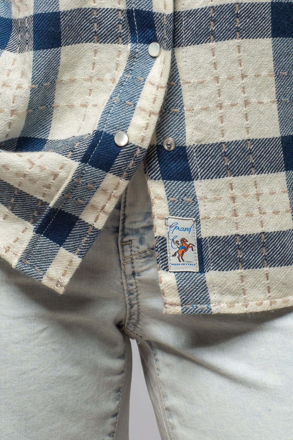Emilia Plaid Cashmere Shirt In Blue - Image 6