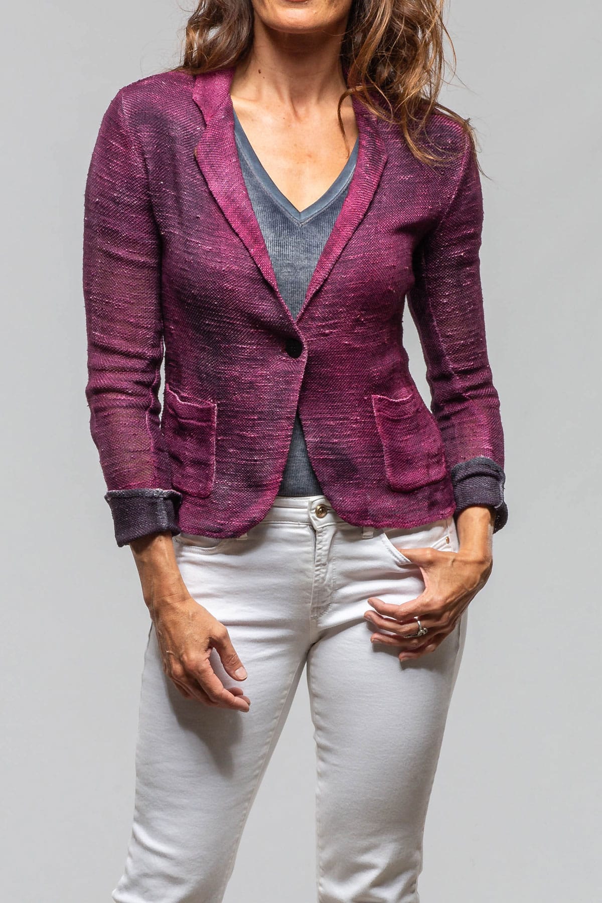 Ercole Linen Jacket Dark Sichuan Fucsia