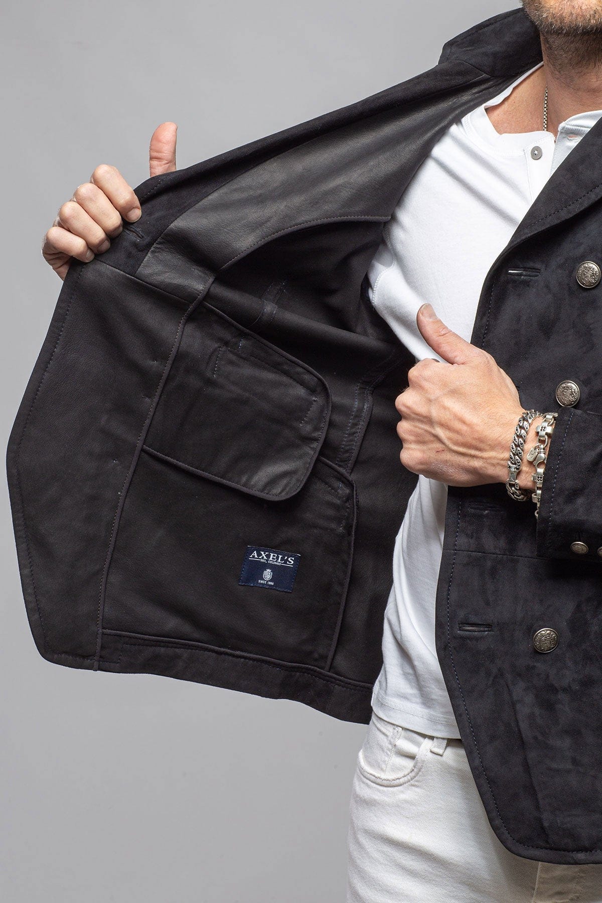 Ernesto Double Breasted Jacket In Navy - Image 3
