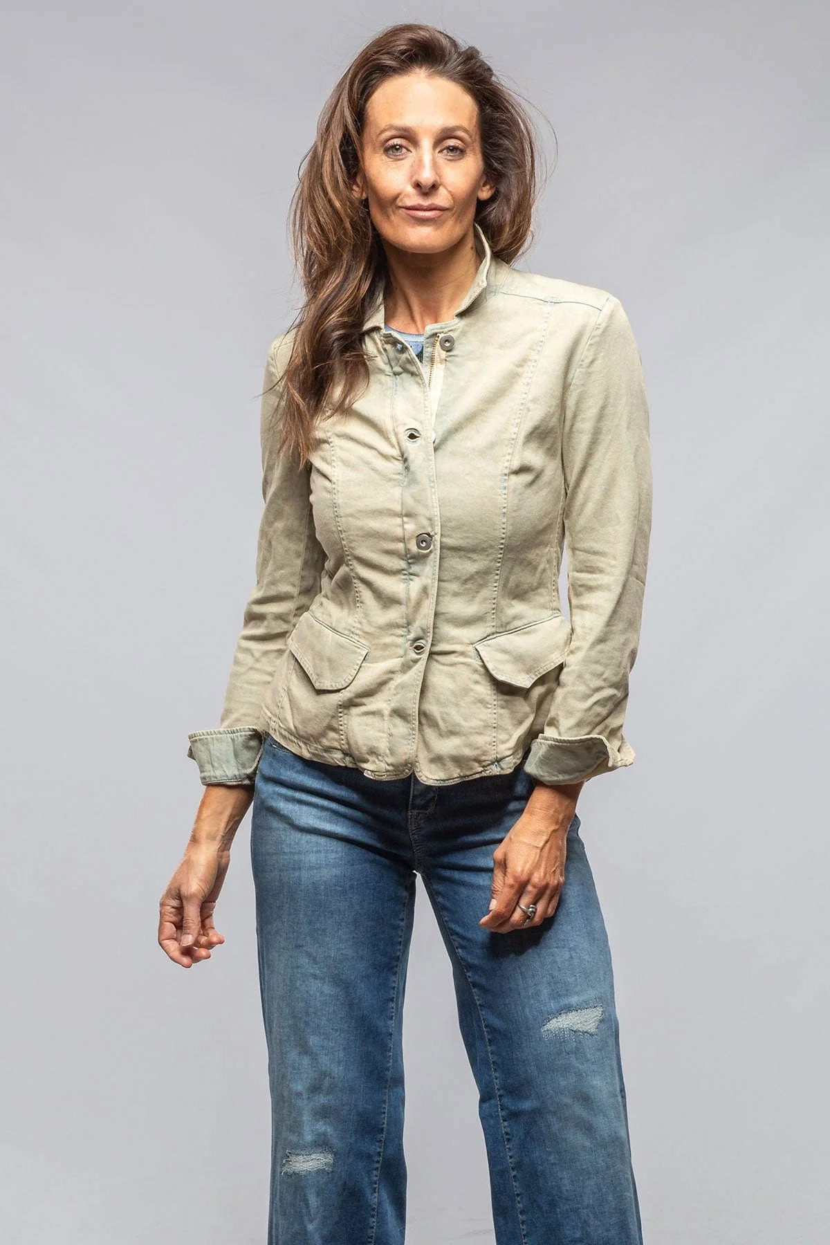 Evelyn Chambray Blazer In Natural Vintage