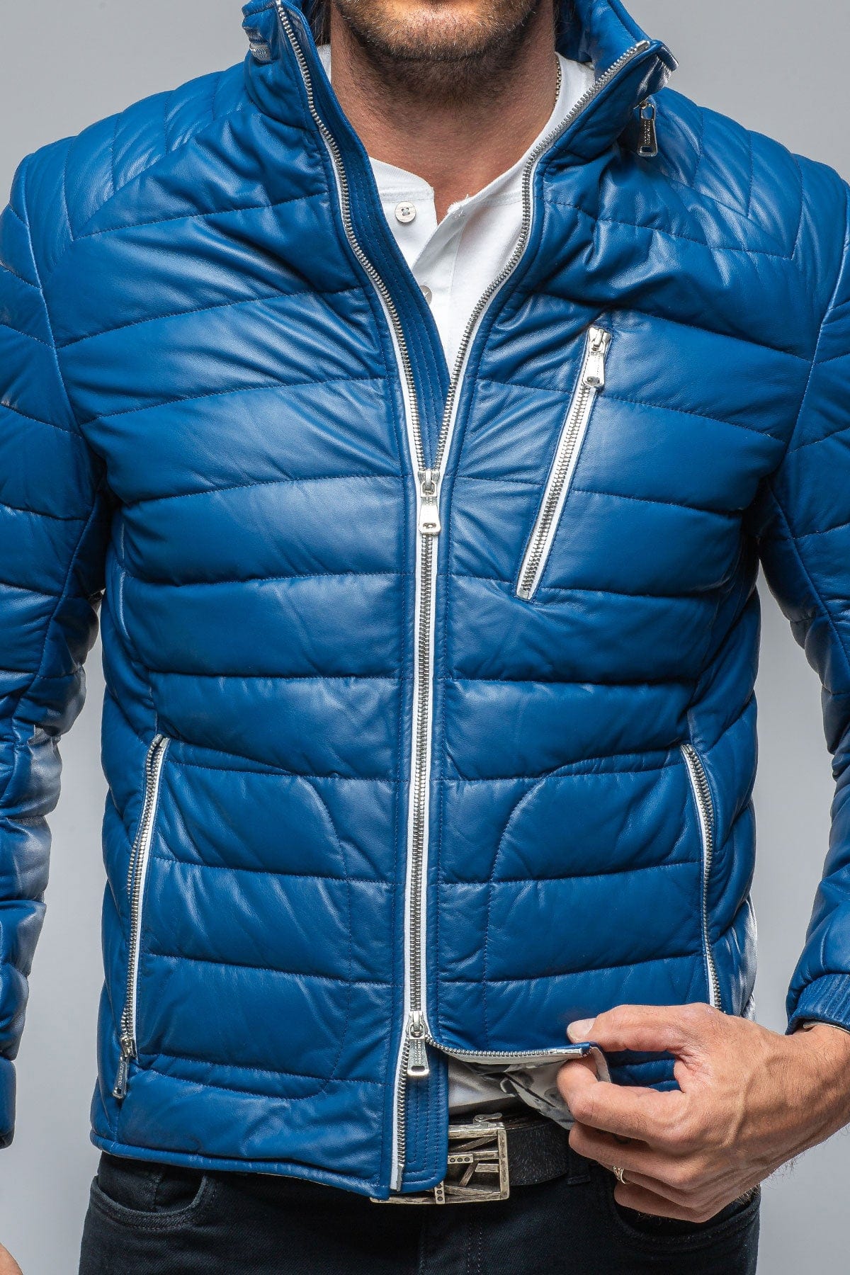 F1 Racer Down Jacket In Blue - Image 7