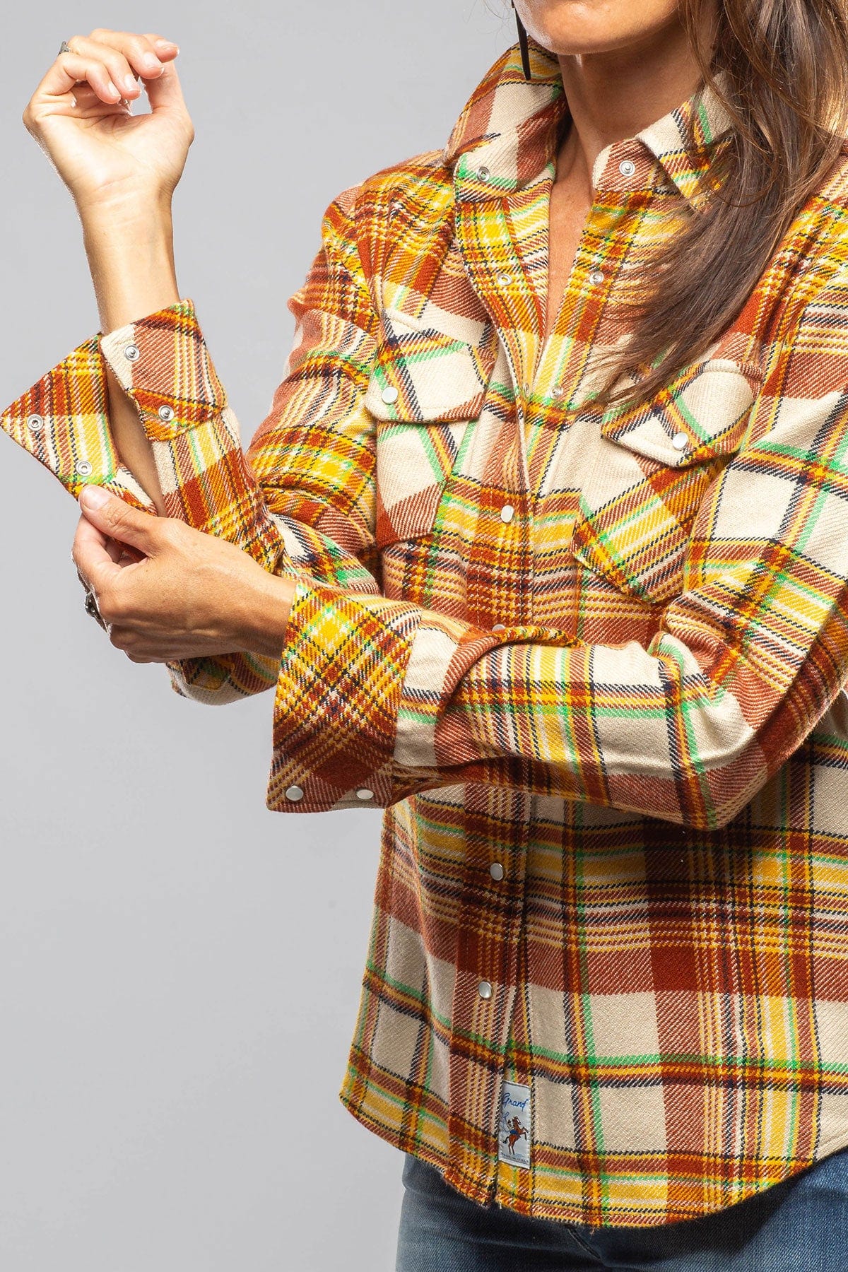 Fireside Cashmere Flannel Snap Shirt In Cinnamon - Image 4