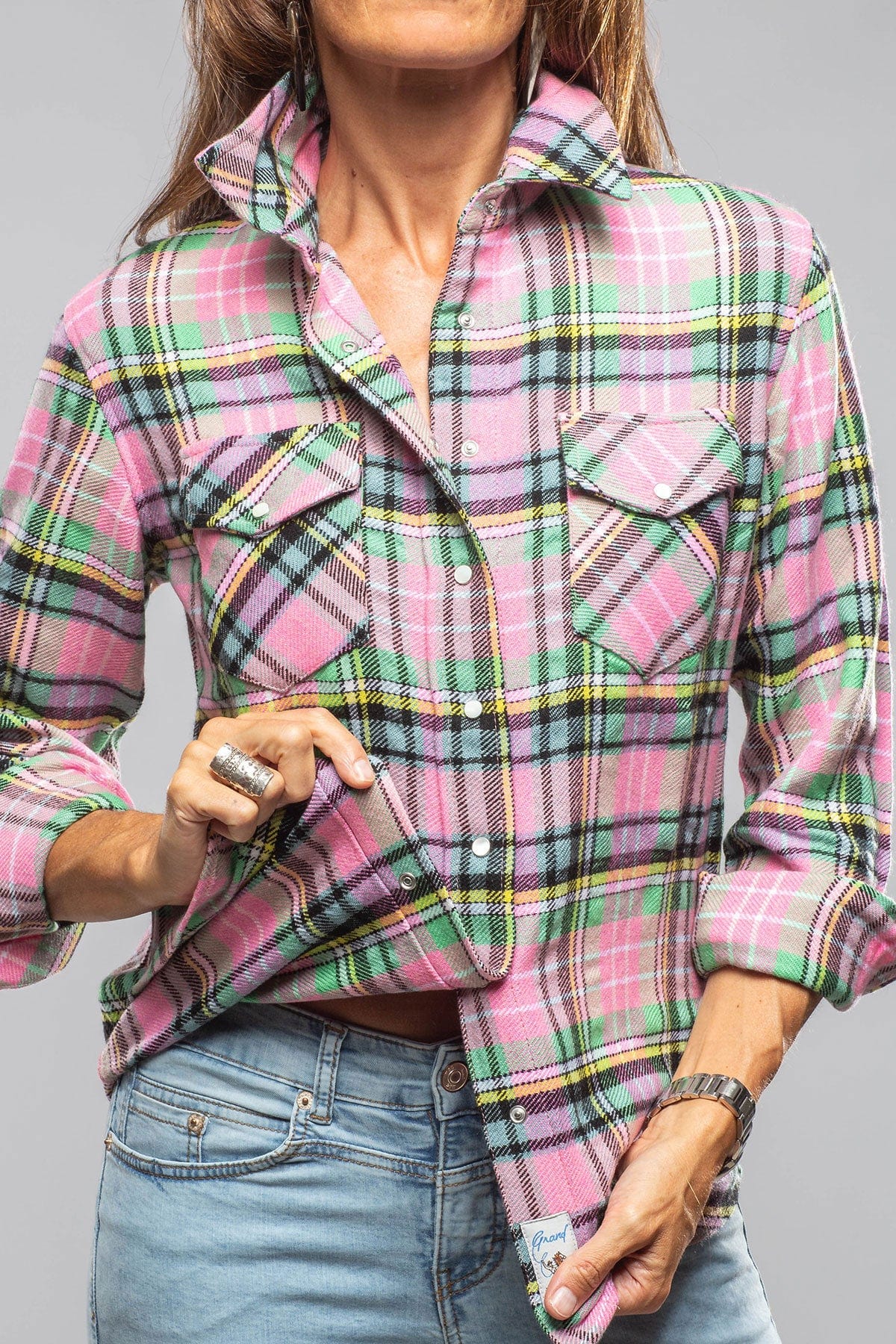 Fireside Cashmere Flannel Snap Shirt In Pink - Image 3
