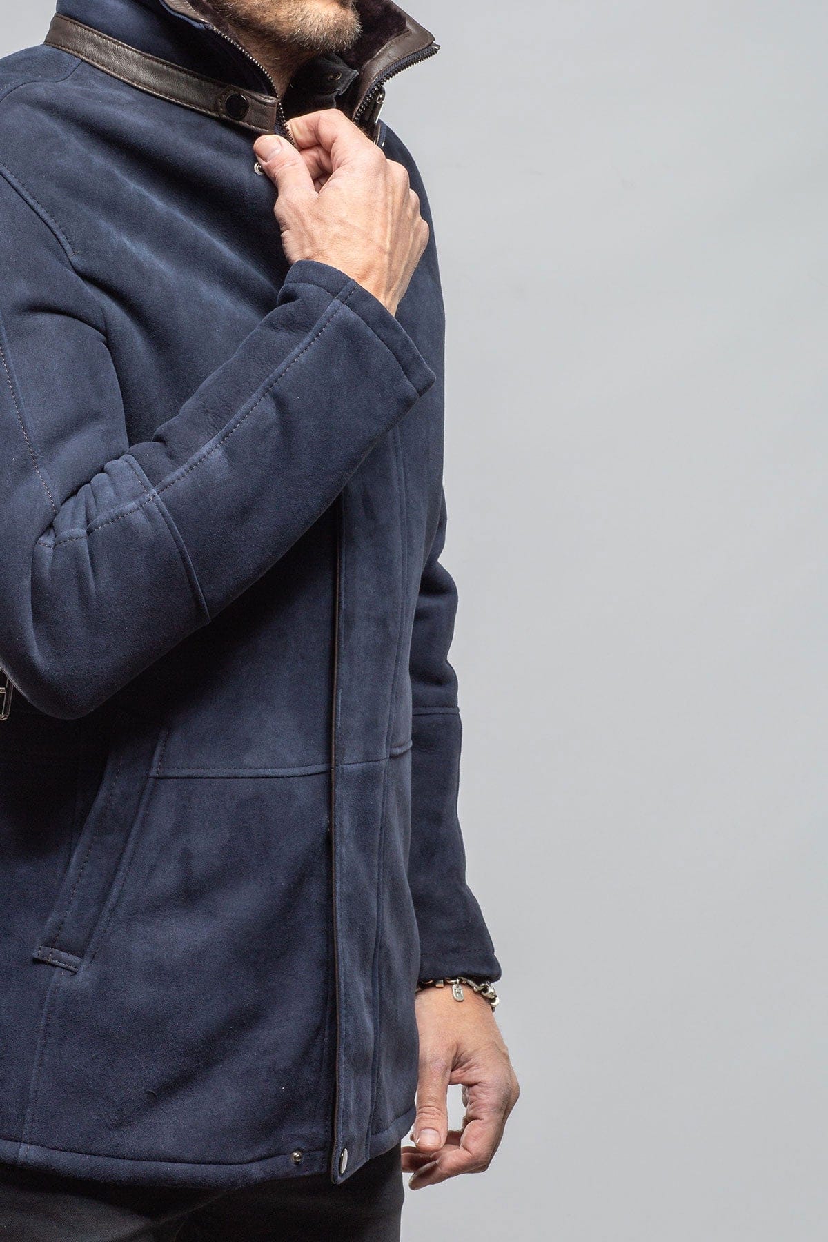 Gallatin Shearling Coat In Navy - Image 2