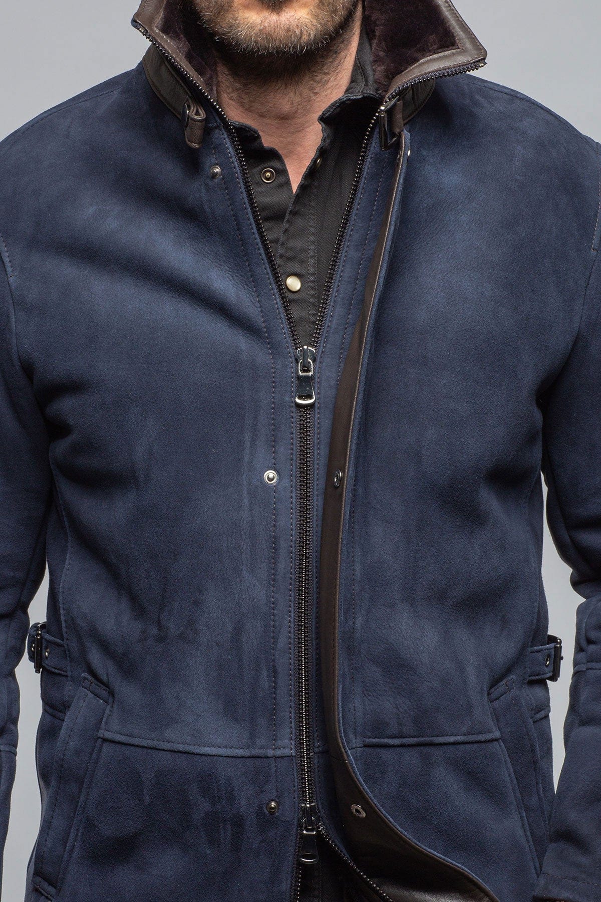 Gallatin Shearling Coat In Navy - Image 6