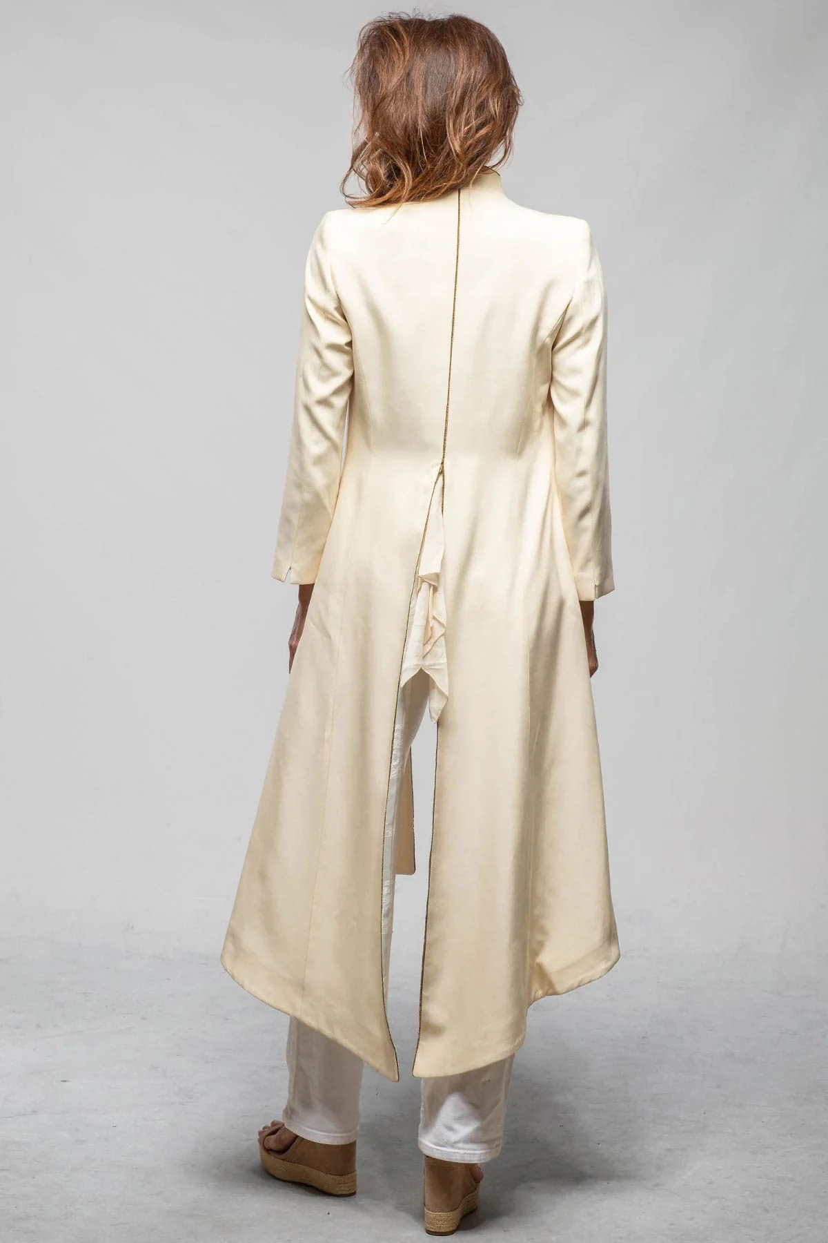 Ginebra Cupro Long Coat In Ivory - Image 5