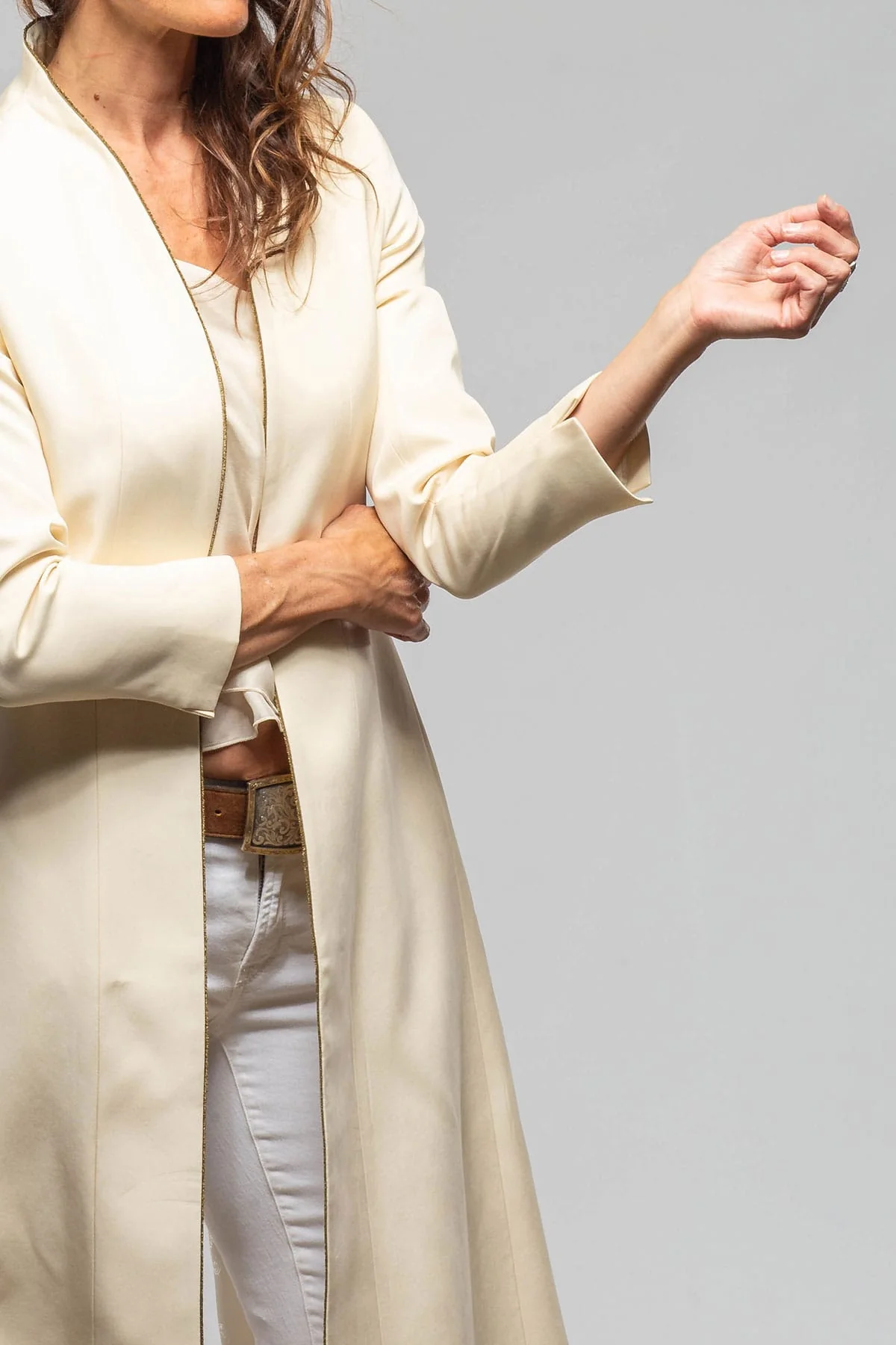 Ginebra Cupro Long Coat In Ivory - Image 6