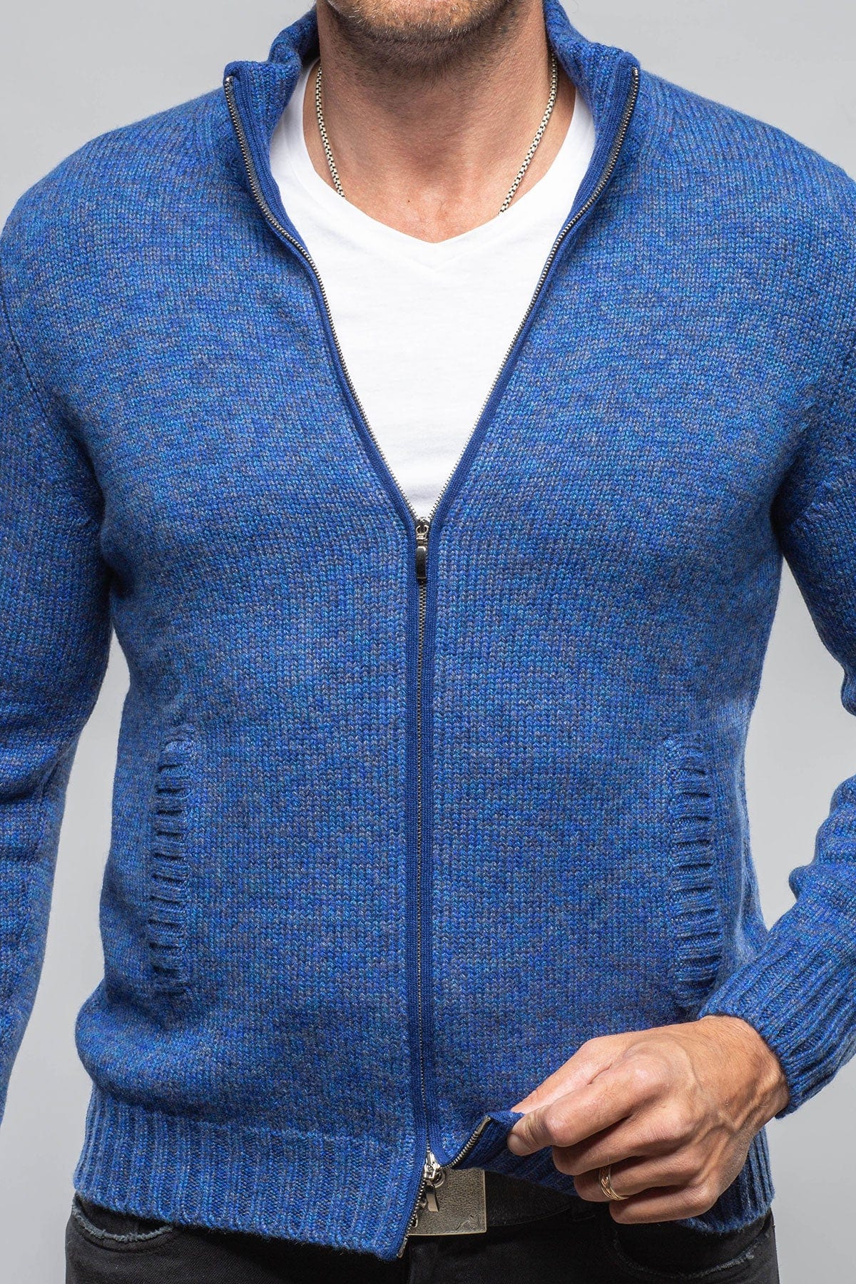 Giuseppe Full Zip Cashmere Sweater In Blue - Image 7